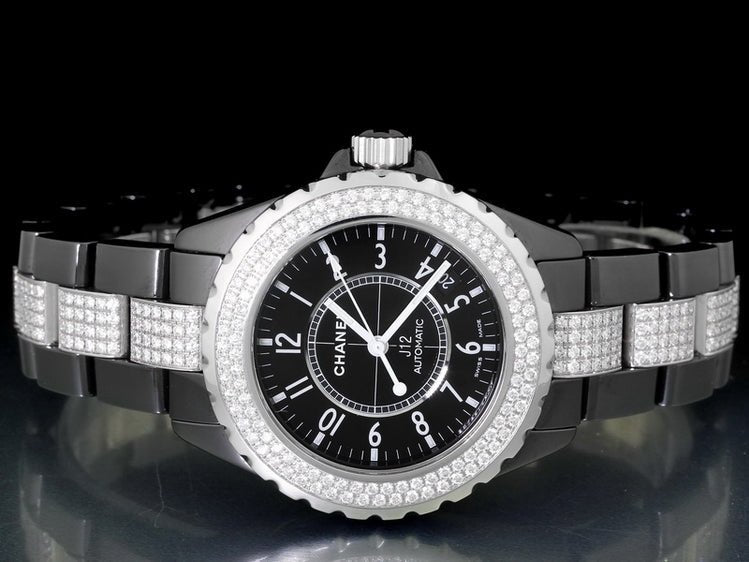 Chanel J12 Ceramic Black 38mm, Diamonds, 430 Diamanten, H1339 J12 - LUXUHRIA