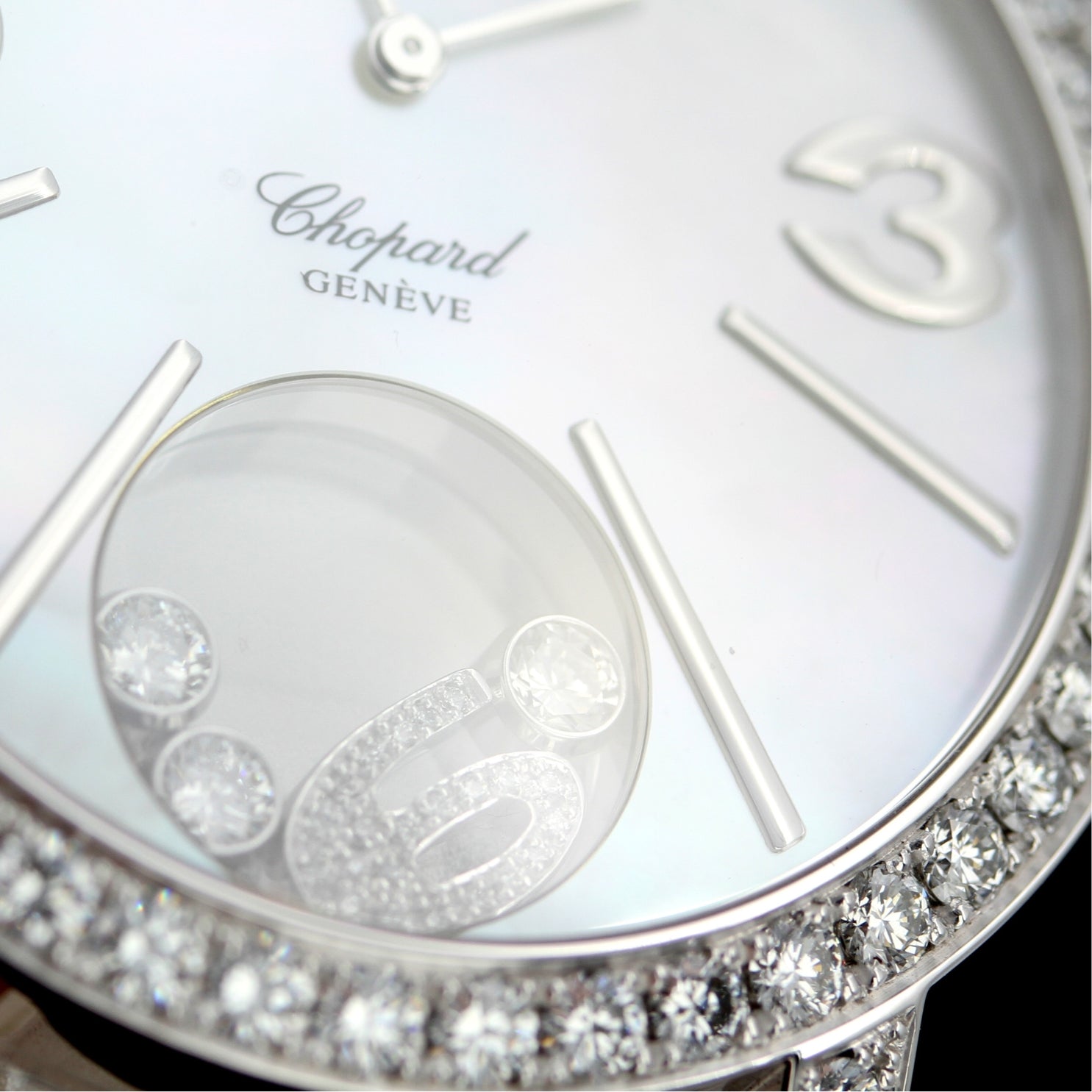 Chopard Happy Diamonds Happy Time, 55 Diamanten, Weissgold, Perlmutt, 207450-1005, B+P - LUXUHRIA