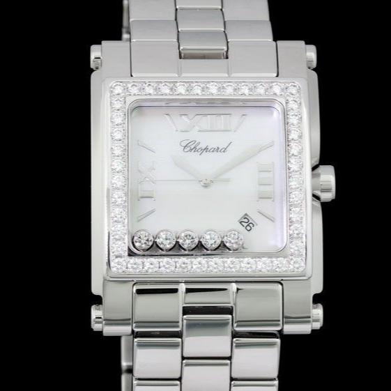 Chopard Happy Sport II Square XL, 18kt Weissgold/Edelstahl, Diamantbesatz, 288448-2001 - LUXUHRIA