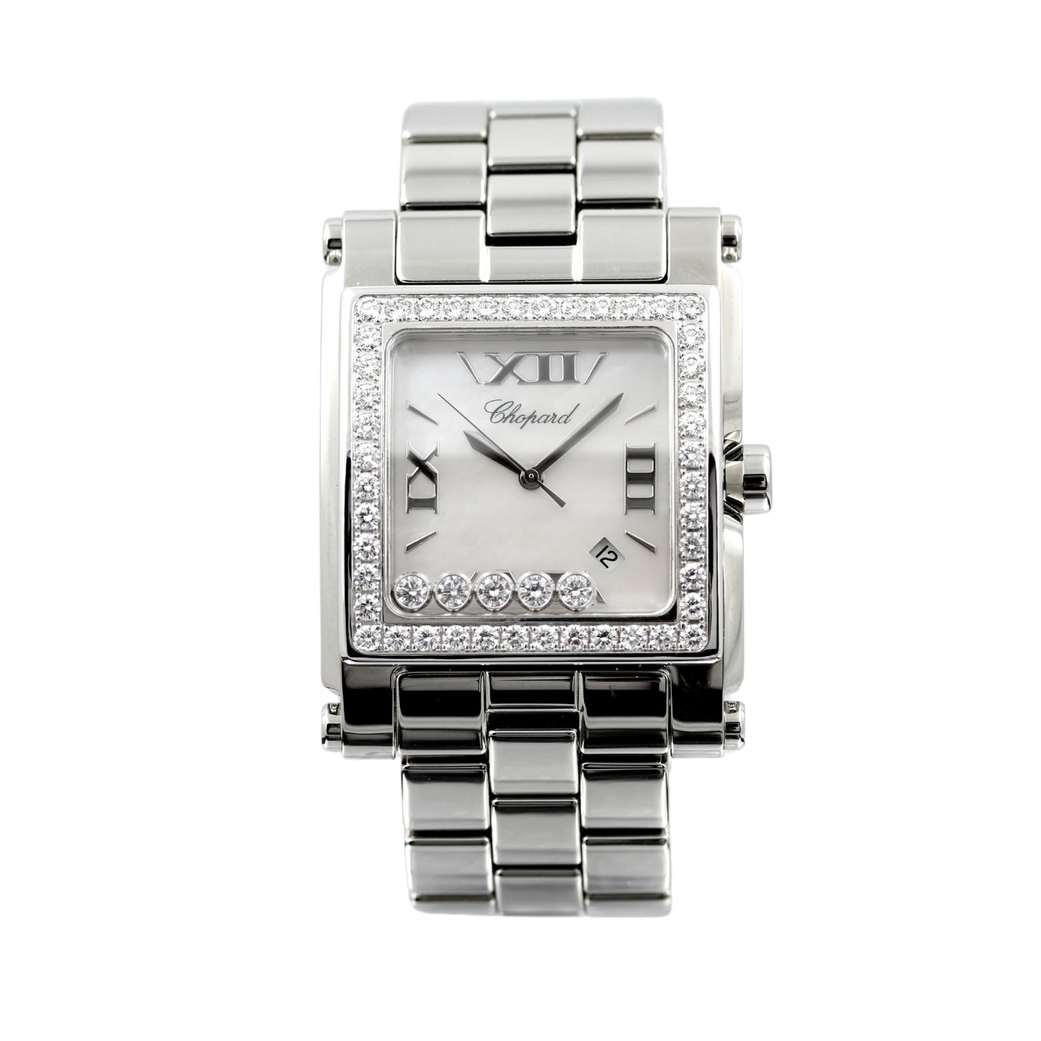 Chopard Happy Sport II Square XL, 18kt Weissgold/Edelstahl, Diamantbesatz, 288448 - 2001 - LUXUHRIA