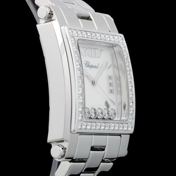 Chopard Happy Sport II Square XL, 18kt Weissgold/Edelstahl, Diamantbesatz, 288448-2001 - LUXUHRIA