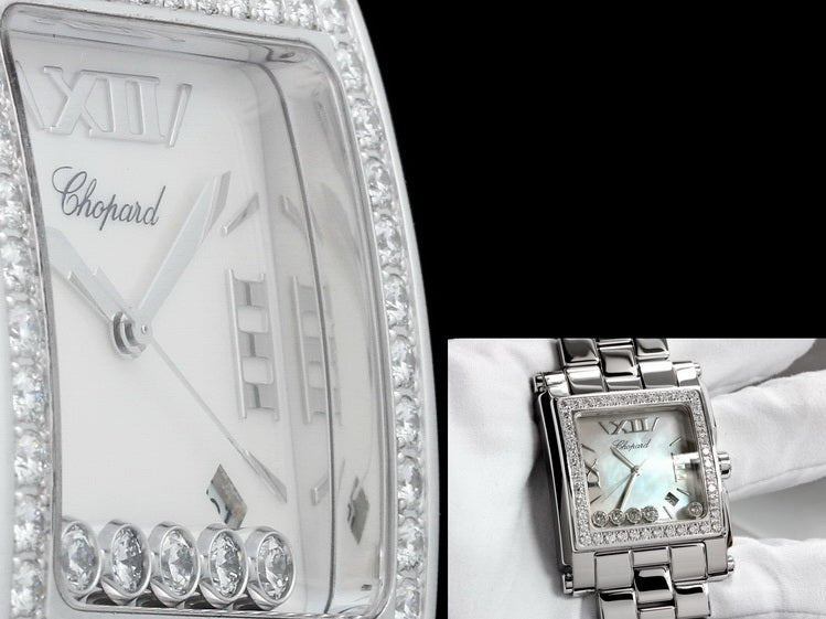 Chopard Happy Sport II Square XL, 18kt Weissgold/Edelstahl, Diamantbesatz, 288448-2001 - LUXUHRIA