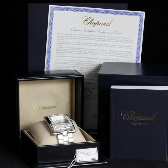 Chopard Happy Sport II Square XL, 18kt Weissgold/Edelstahl, Diamantbesatz, 288448-2001 - LUXUHRIA