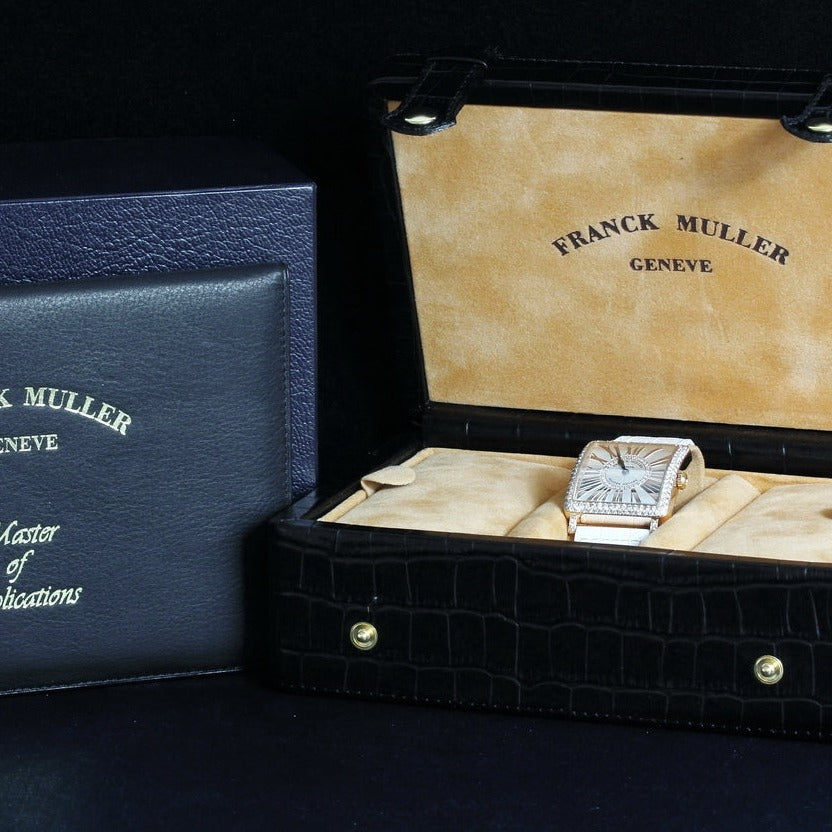Franck Muller Master Square Relief, rose gold, bezel set with diamonds, 6002M QZ DCD IR