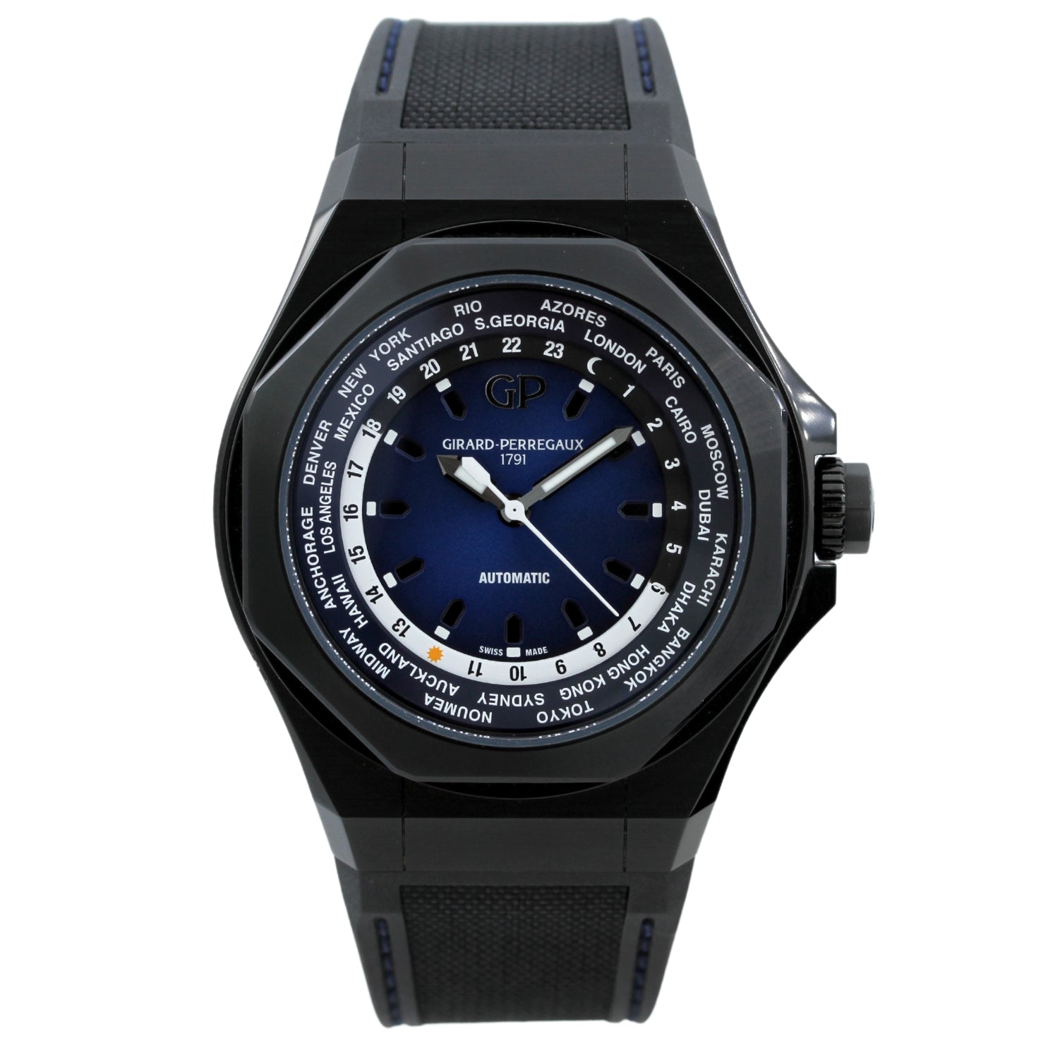 Girard-Perregaux Laureato Absolute Black 44 WW.TC, Ref. 81065-21-491-FH6A, Titan, B+P - LUXUHRIA