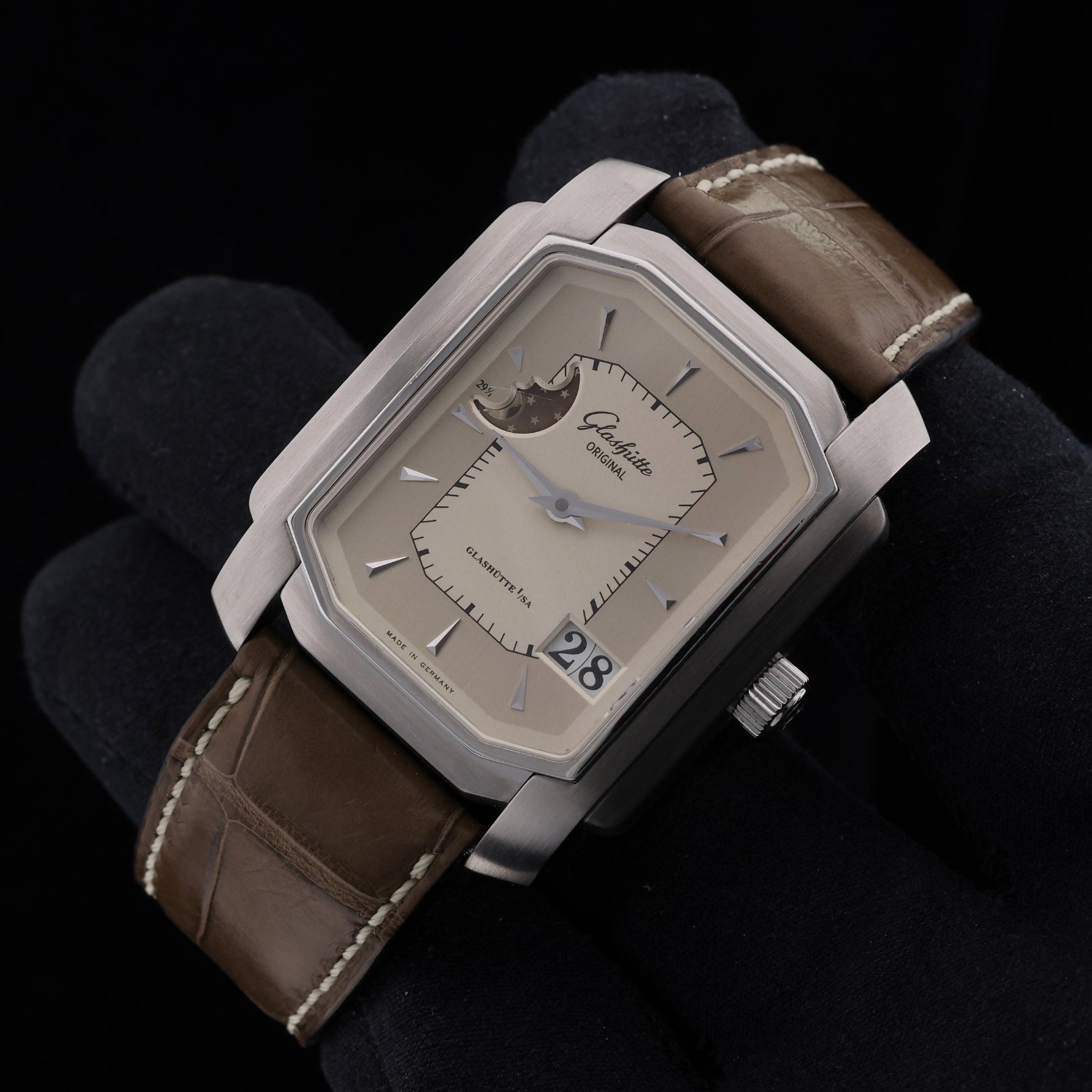 Glashütte Original Senator Karrée Mondphase, Faltschliesse, Ref. 39 - 43 - 04 - 04 - 04, 05 - 2000, B+P - LUXUHRIA