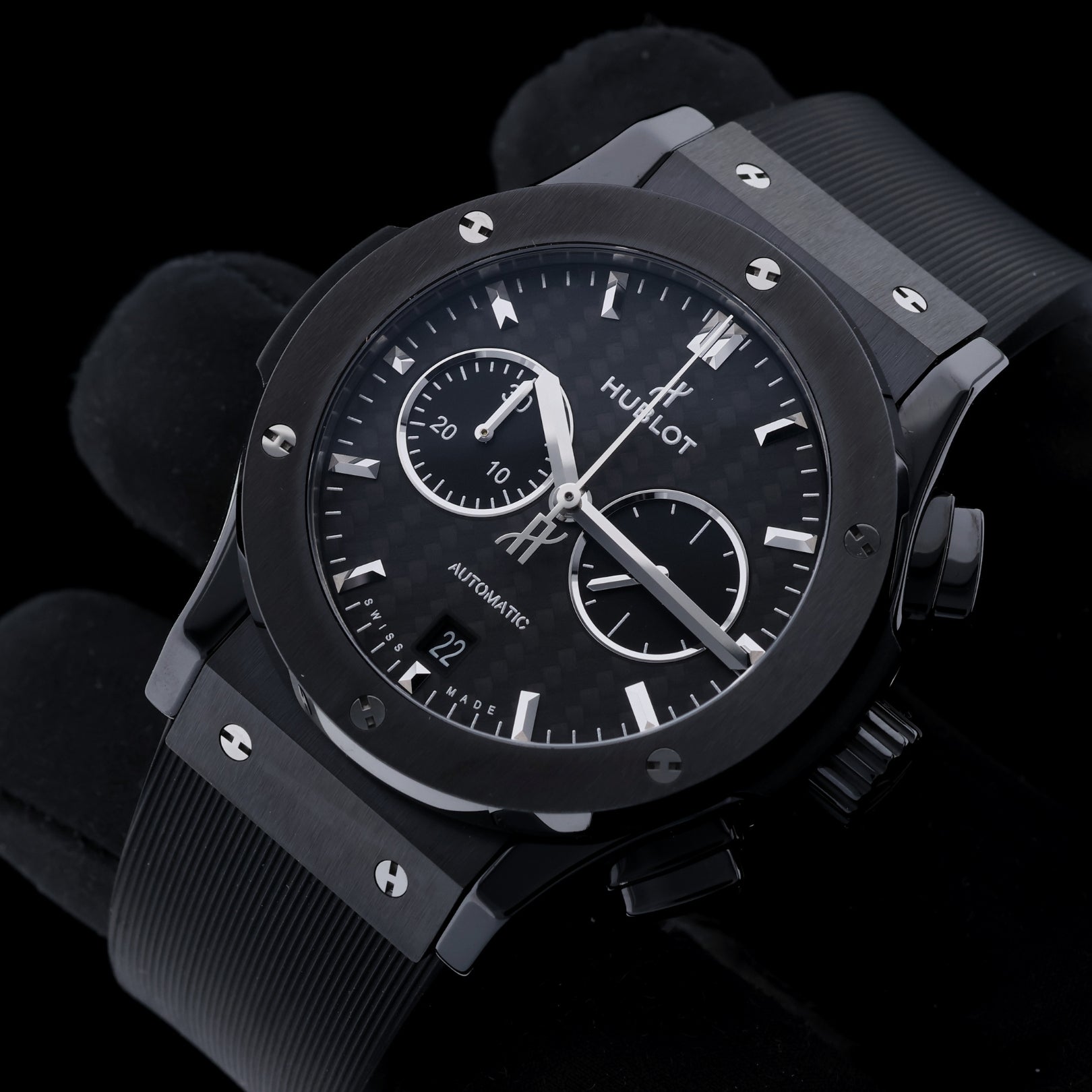 Hublot Classic Fusion Chronograph Black Magic, Service 2025, 42 mm, Keramik, Ref. 541.CM.1171.RX, B+P - LUXUHRIA