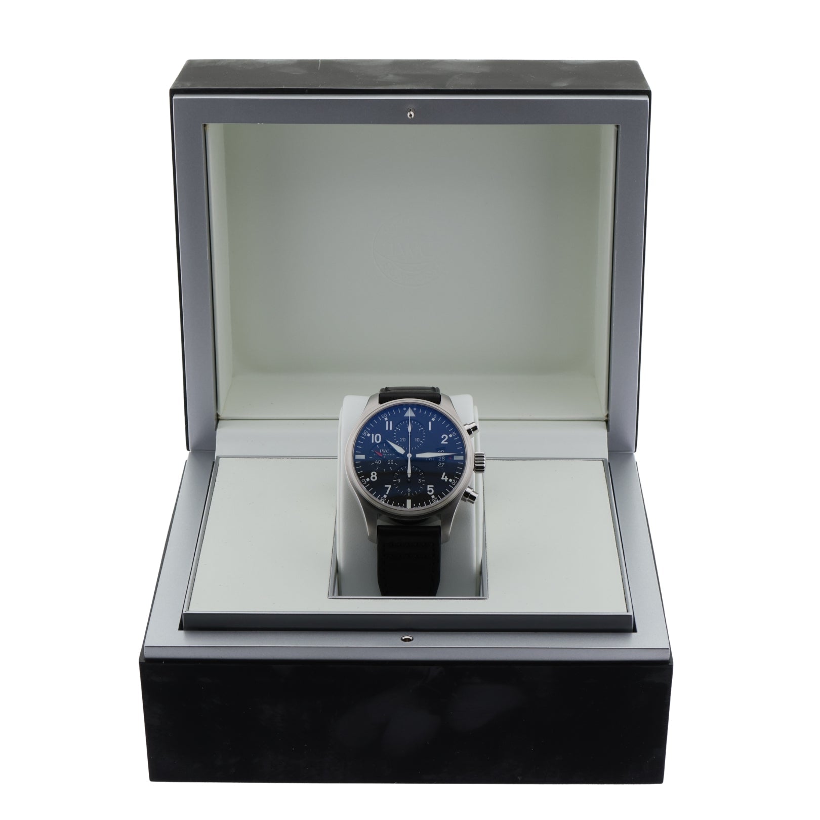IWC Fliegeruhr Chronograph, 43 mm, LC100, Lederarmband, Ref. IW377701, 04-2014, B+P - LUXUHRIA