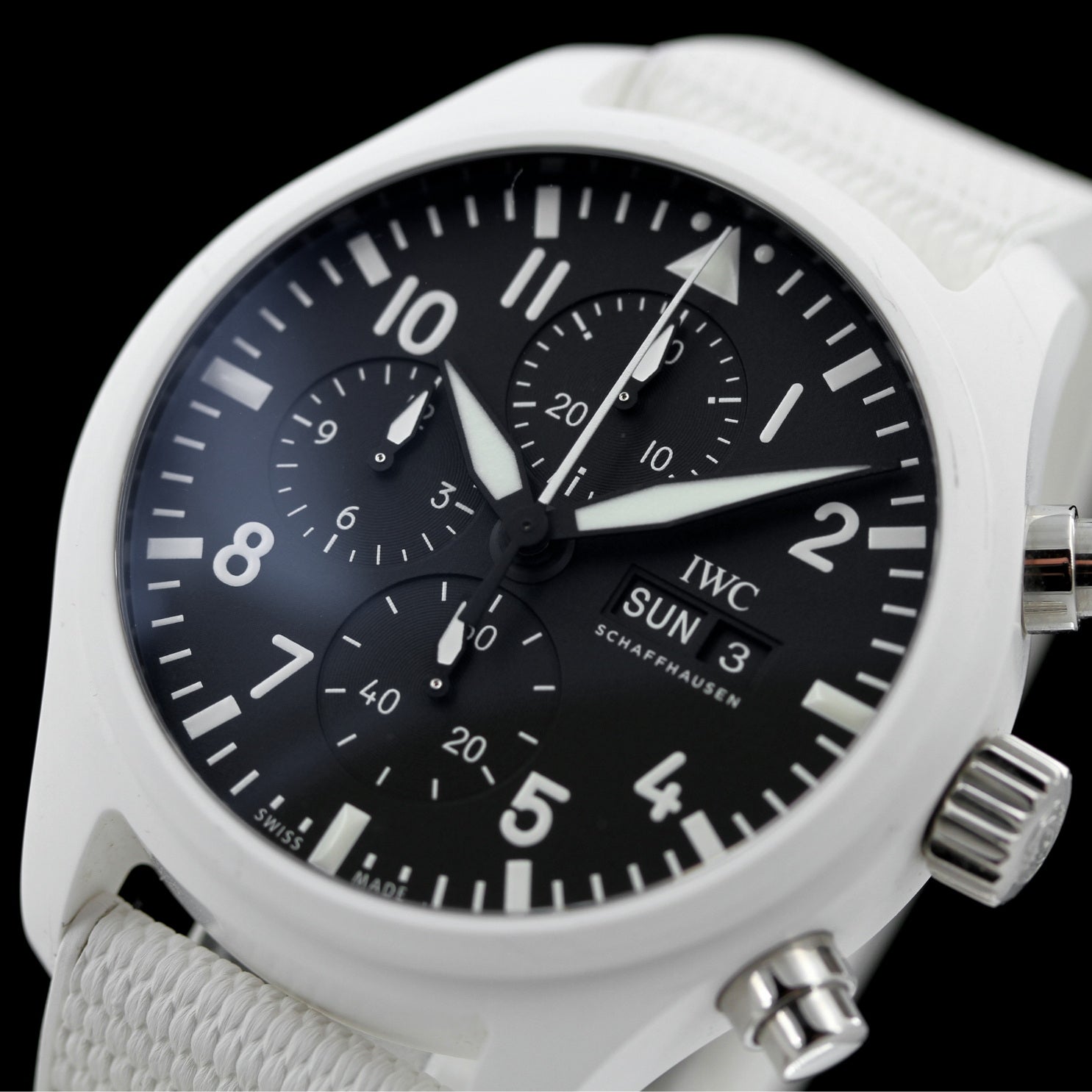 IWC Fliegeruhr Chronograph, Top Gun, White Ceramic, Ref. IW389105, 2023, B+P - LUXUHRIA