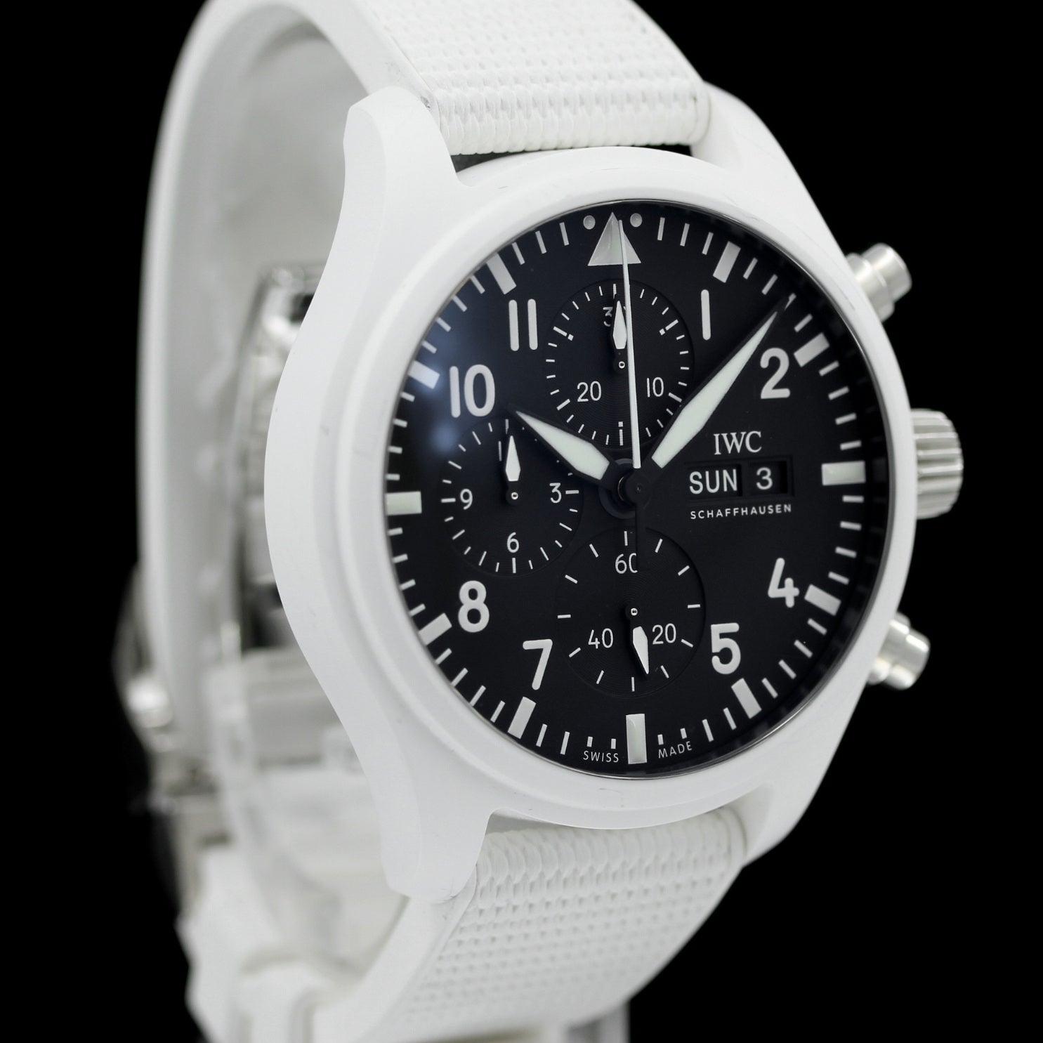 IWC Fliegeruhr Chronograph, Top Gun, White Ceramic, Ref. IW389105, 2023, B+P - LUXUHRIA