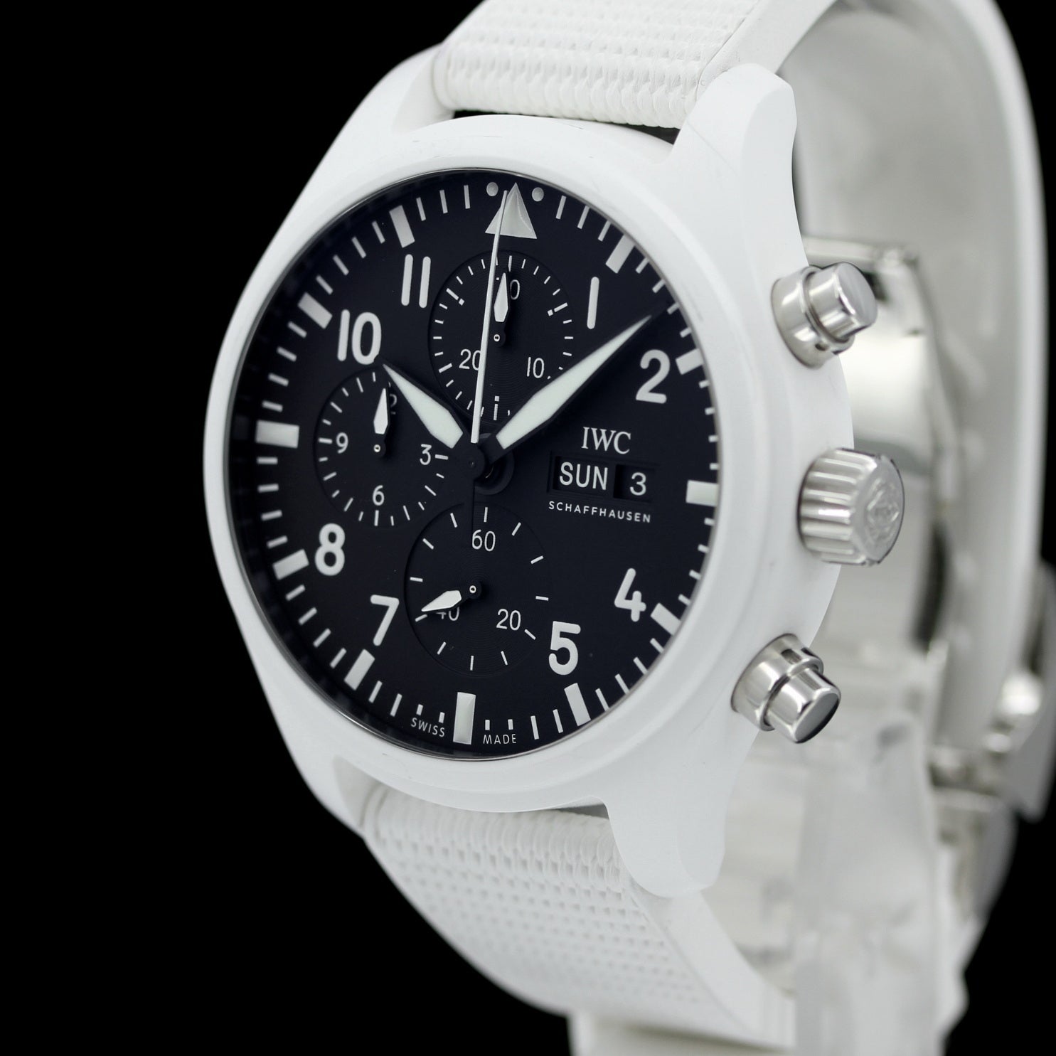 IWC Fliegeruhr Chronograph, Top Gun, White Ceramic, Ref. IW389105, 2023, B+P - LUXUHRIA