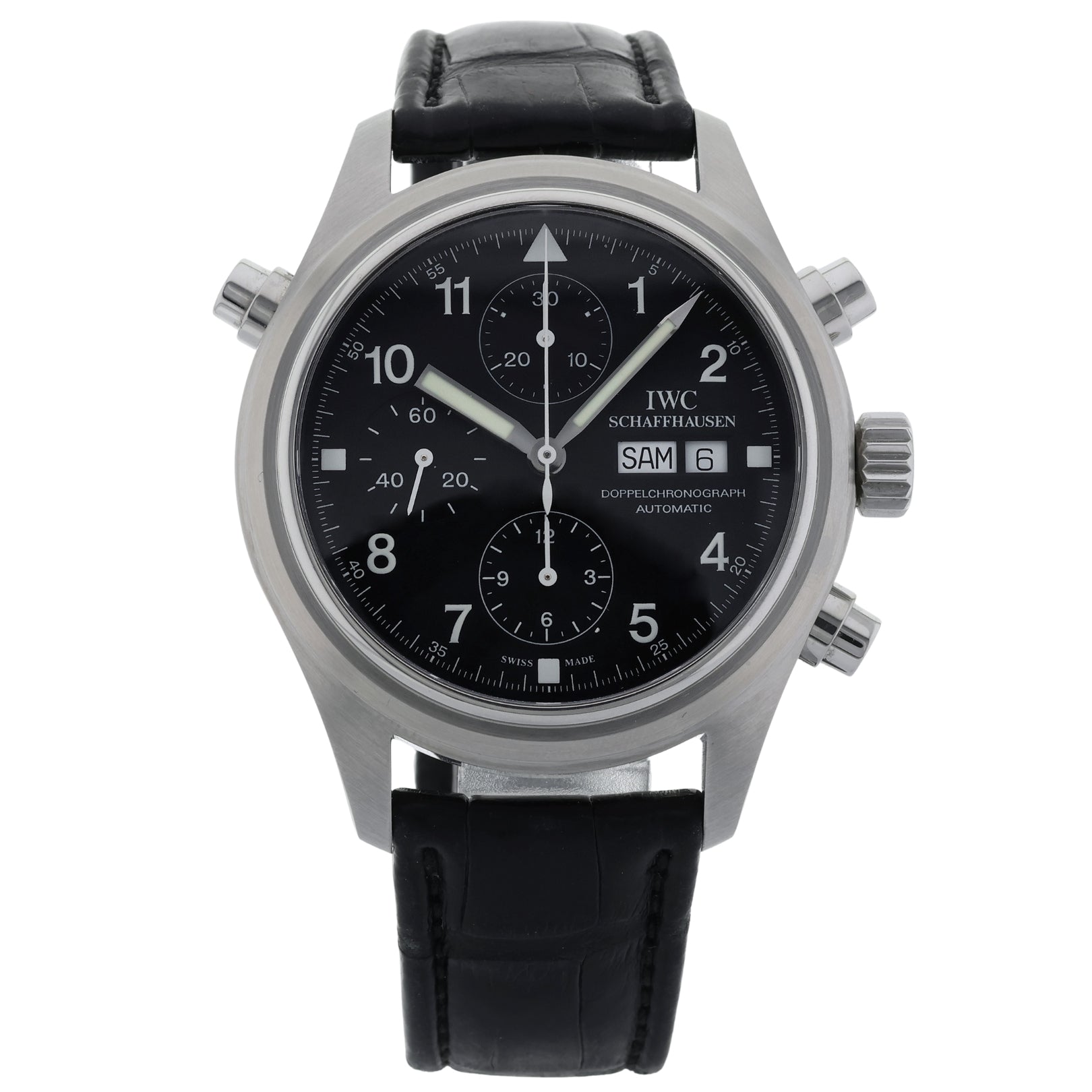 IWC Fliegeruhr Doppelchronograph, Automatik, 42mm, Edelstahl, Ref. 3713 - 001, 05 - 2002, B+P - LUXUHRIA