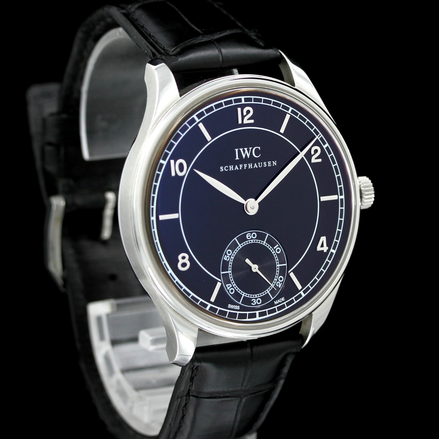 IWC Portugieser 44mm Handaufzug, black dial, Ref. IW544501, B+P - LUXUHRIA