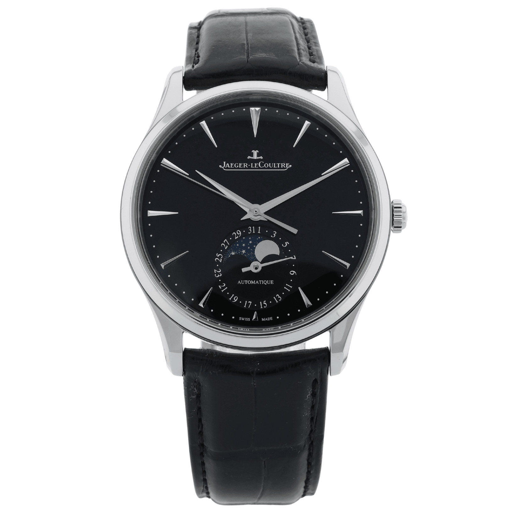 Jaeger-LeCoultre Master Ultra Thin Moon, Black Dial, Edelstahl, Ref. Q1368471, 12-2024, B+P - LUXUHRIA
