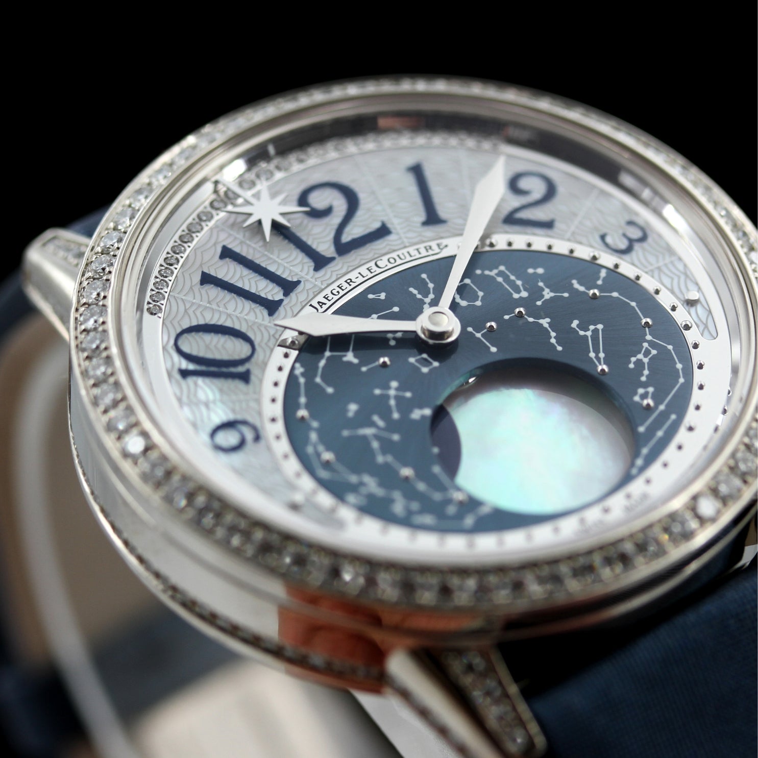 Jaeger LeCoultre Rendez-Vous Moon 36, Weissgold, 166 Diamanten, ~1.46 ct., Ref. 3523490, 2015, B+P - LUXUHRIA