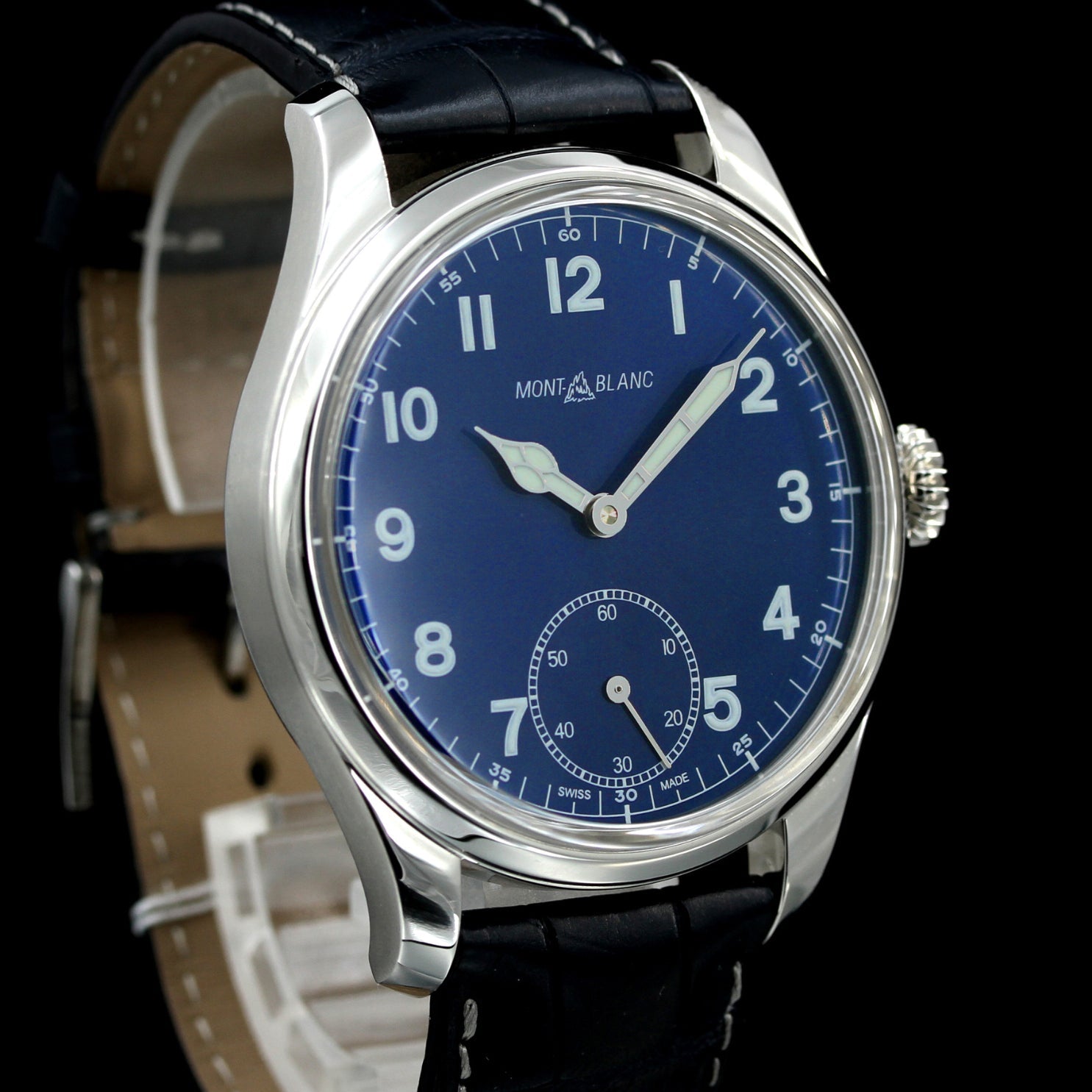 Montblanc 1858, Manual Small Second, Ref. 113702, Blue Dial, B+P - LUXUHRIA