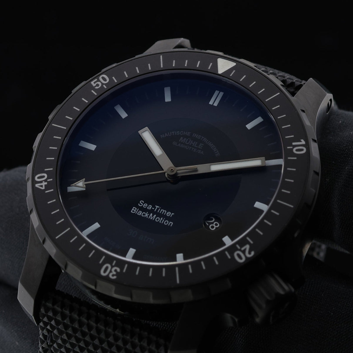 Mühle Glashütte Nautische Instrumente Sea-Timer Black Motion, Edelstahl, Ref. M1-41-80, 2024, B+P - LUXUHRIA