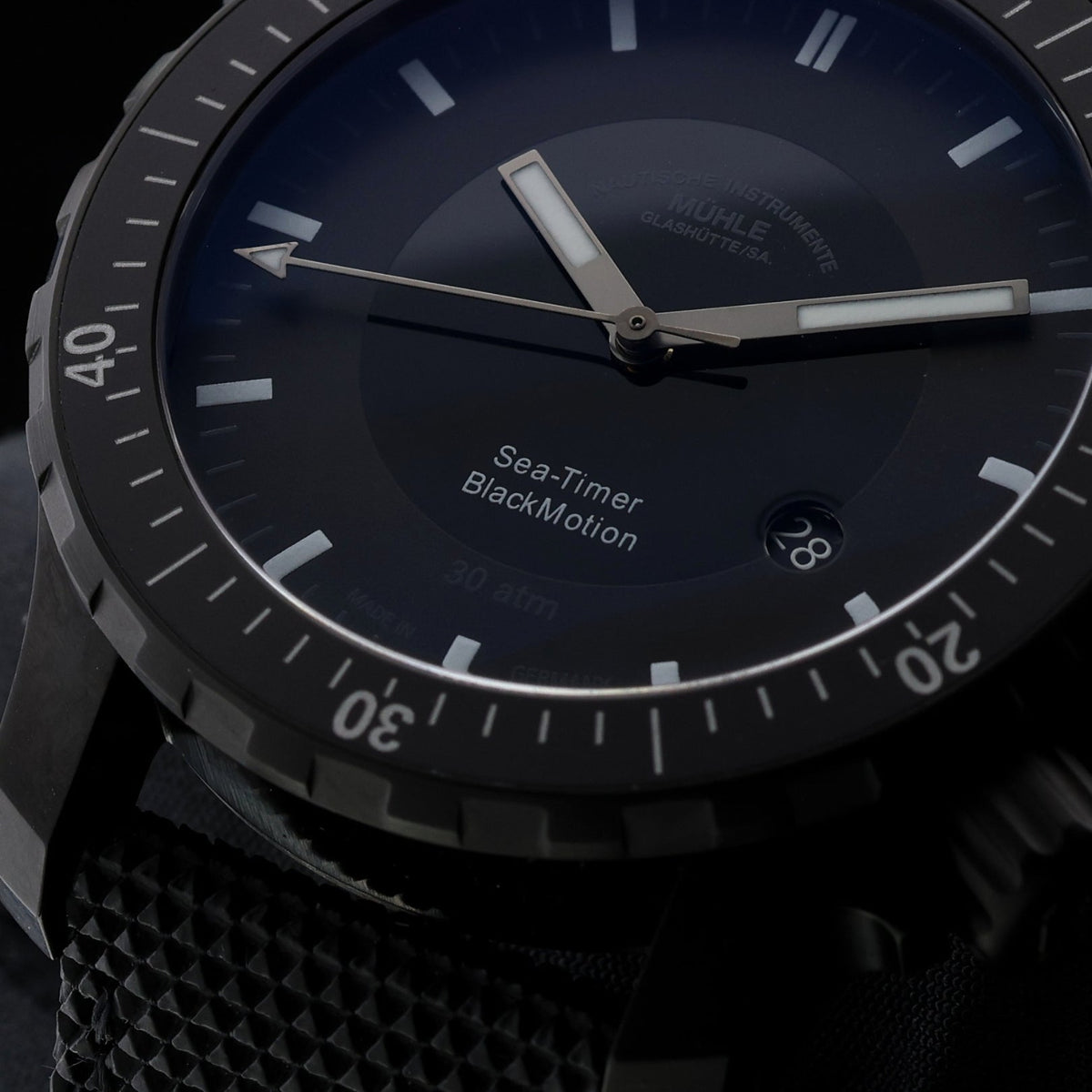 Mühle Glashütte Nautische Instrumente Sea-Timer Black Motion, Edelstahl, Ref. M1-41-80, 2024, B+P - LUXUHRIA