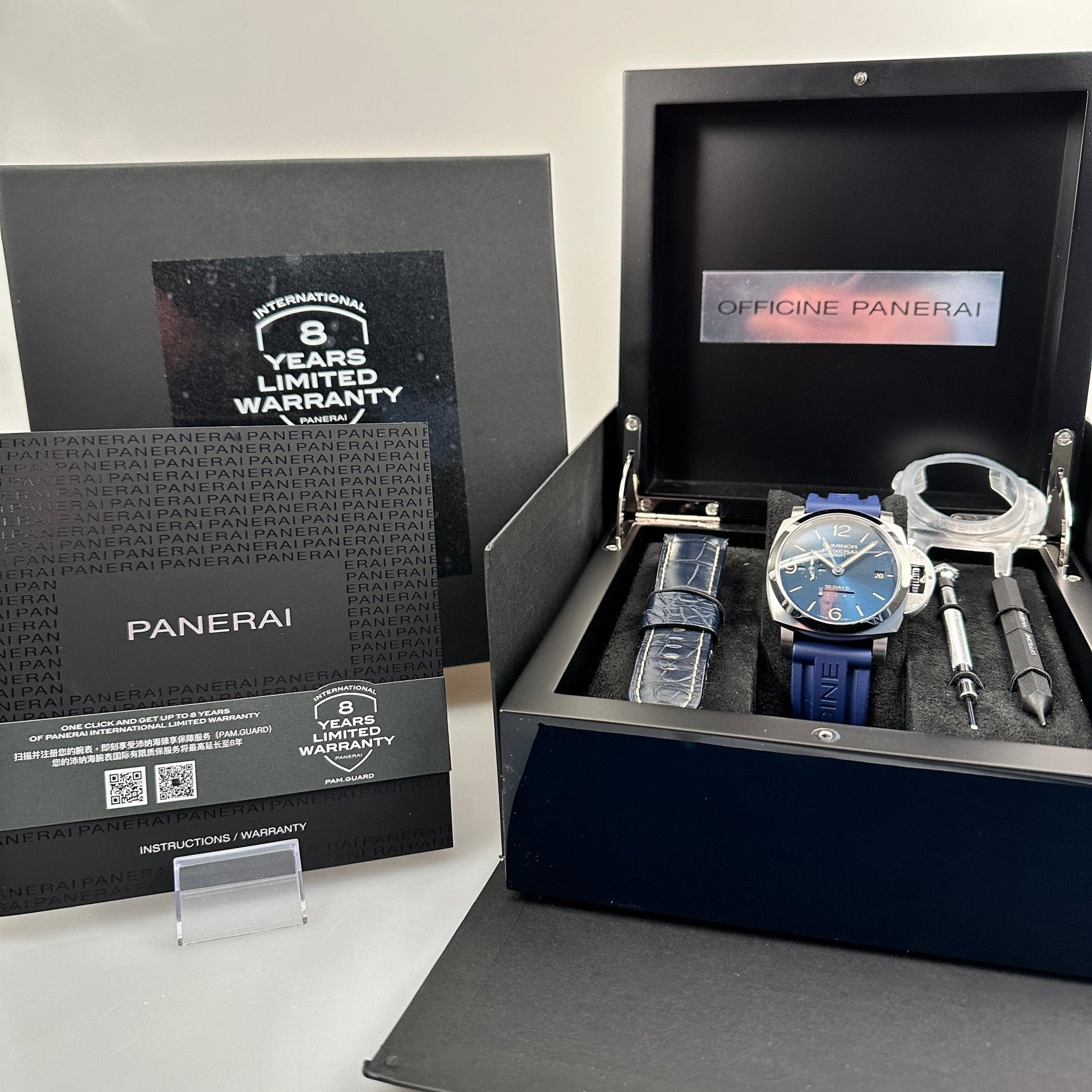 Panerai Luminor 1950 10 Days GMT 44 mm, Blau, PAM00986, 12-2021, B+P - LUXUHRIA