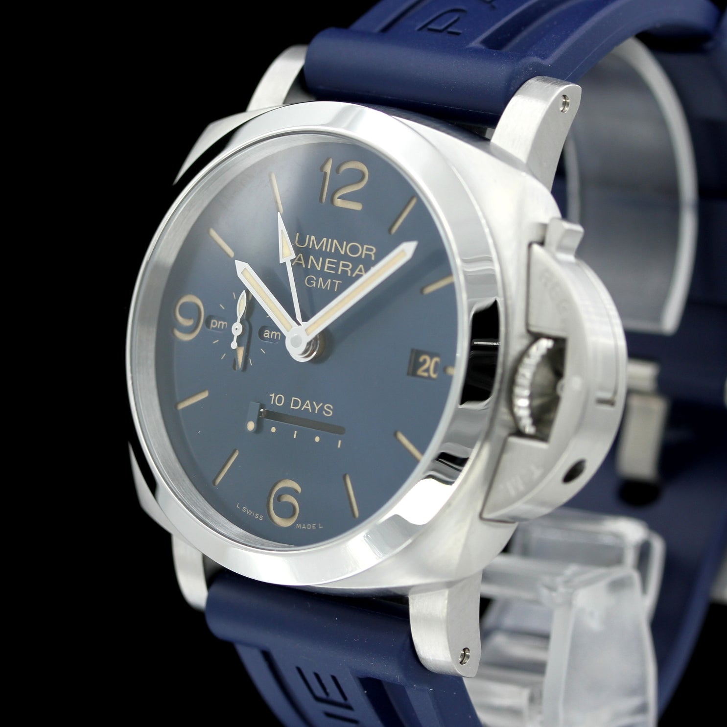 Panerai Luminor 1950 10 Days GMT 44 mm, Blau, PAM00986, 12-2021, B+P - LUXUHRIA