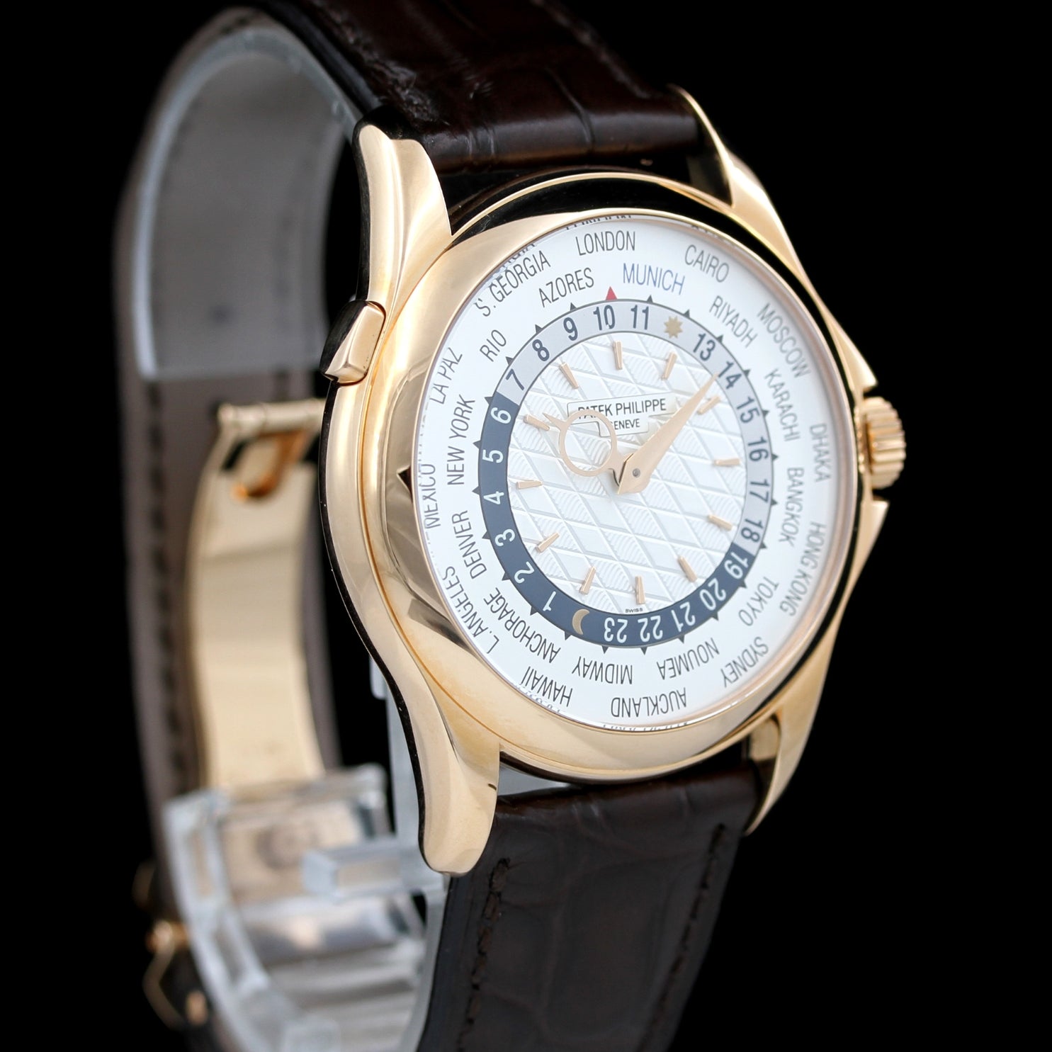 Patek Philippe World Timer 39mm, Limited Edition 25 "MUNICH", Ref. 5130R-020, 18K Rose Gold, 2014 Like New, B+P - LUXUHRIA