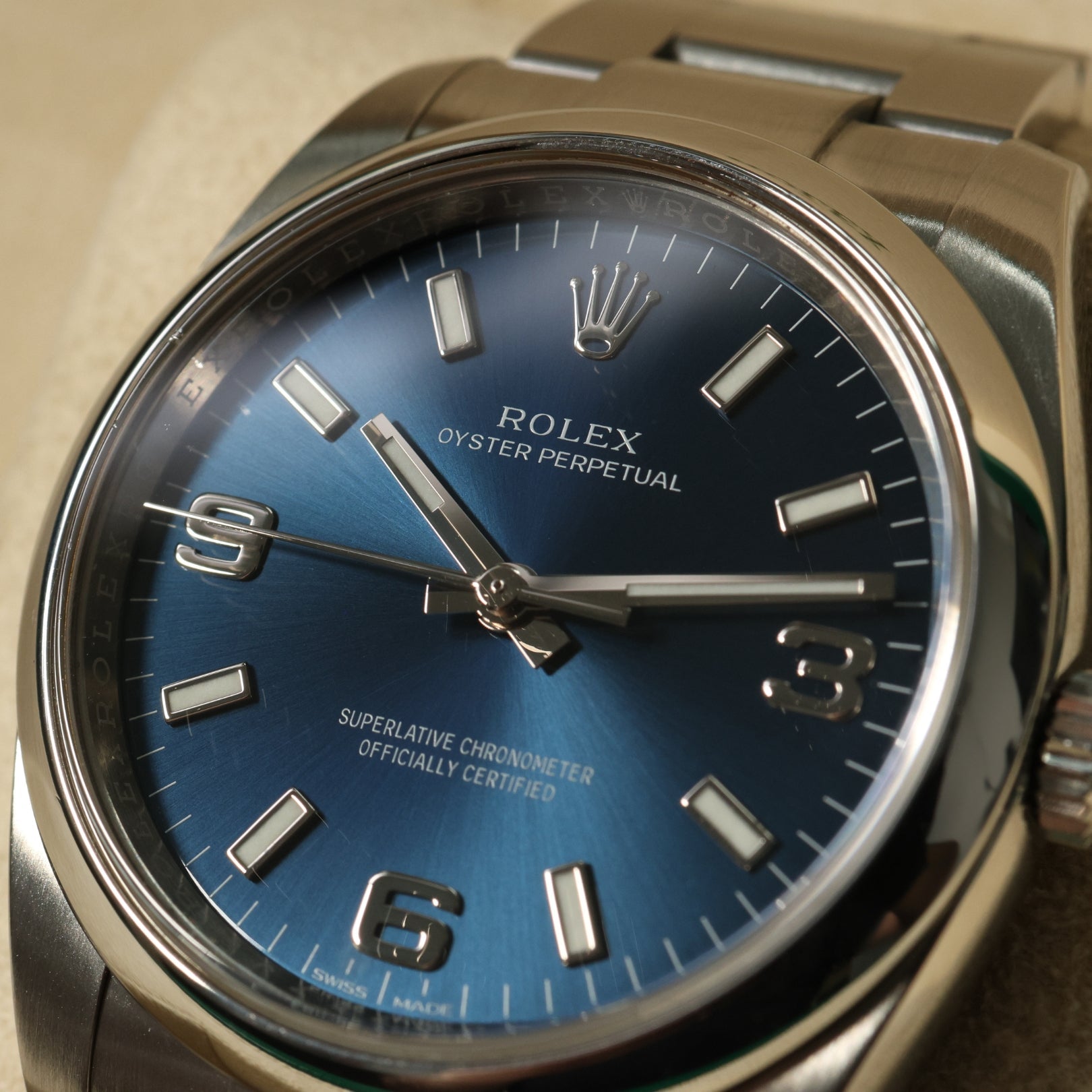 Rolex Air King, Blue Dial, 34 mm, Erstkaufrechnung, LC100, Ref. 114200, 12-2016, B+P - LUXUHRIA