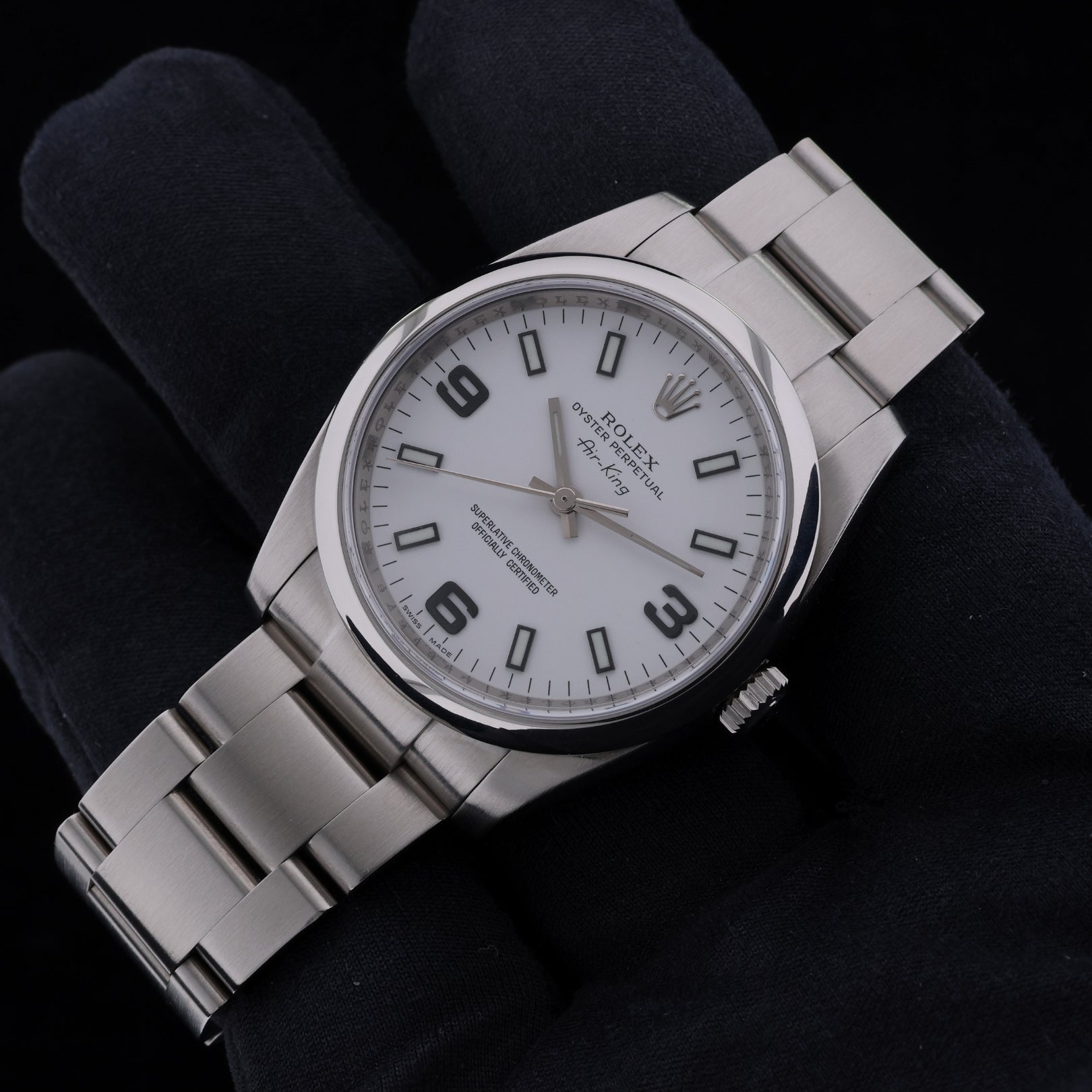 Rolex Air King, White Dial, 34 mm, Ref. 114200, ohne B+P - LUXUHRIA