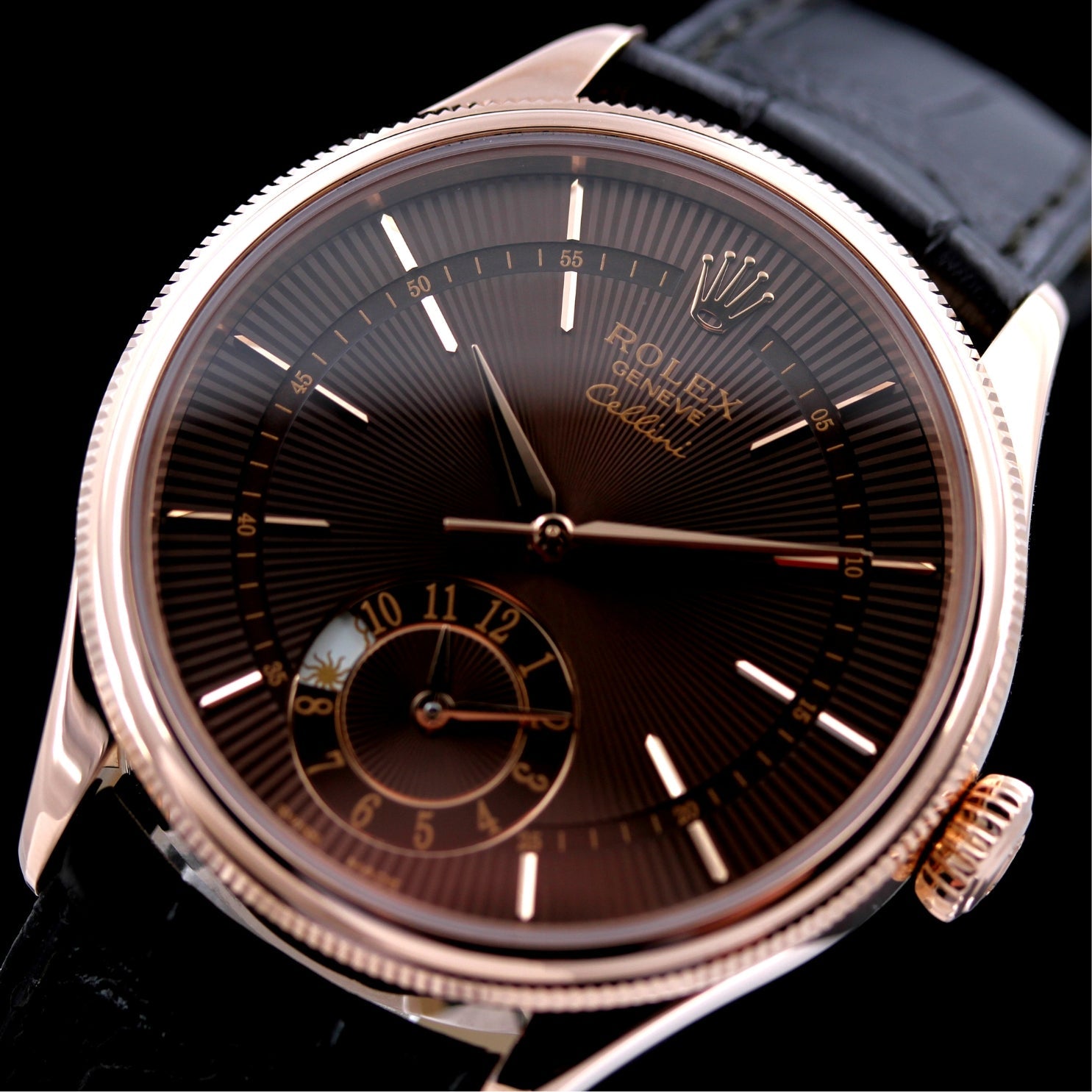 Rolex Cellini Dual Time 39, Everose, Brown Dial, Ref. 50525 BRBR, B+P - LUXUHRIA