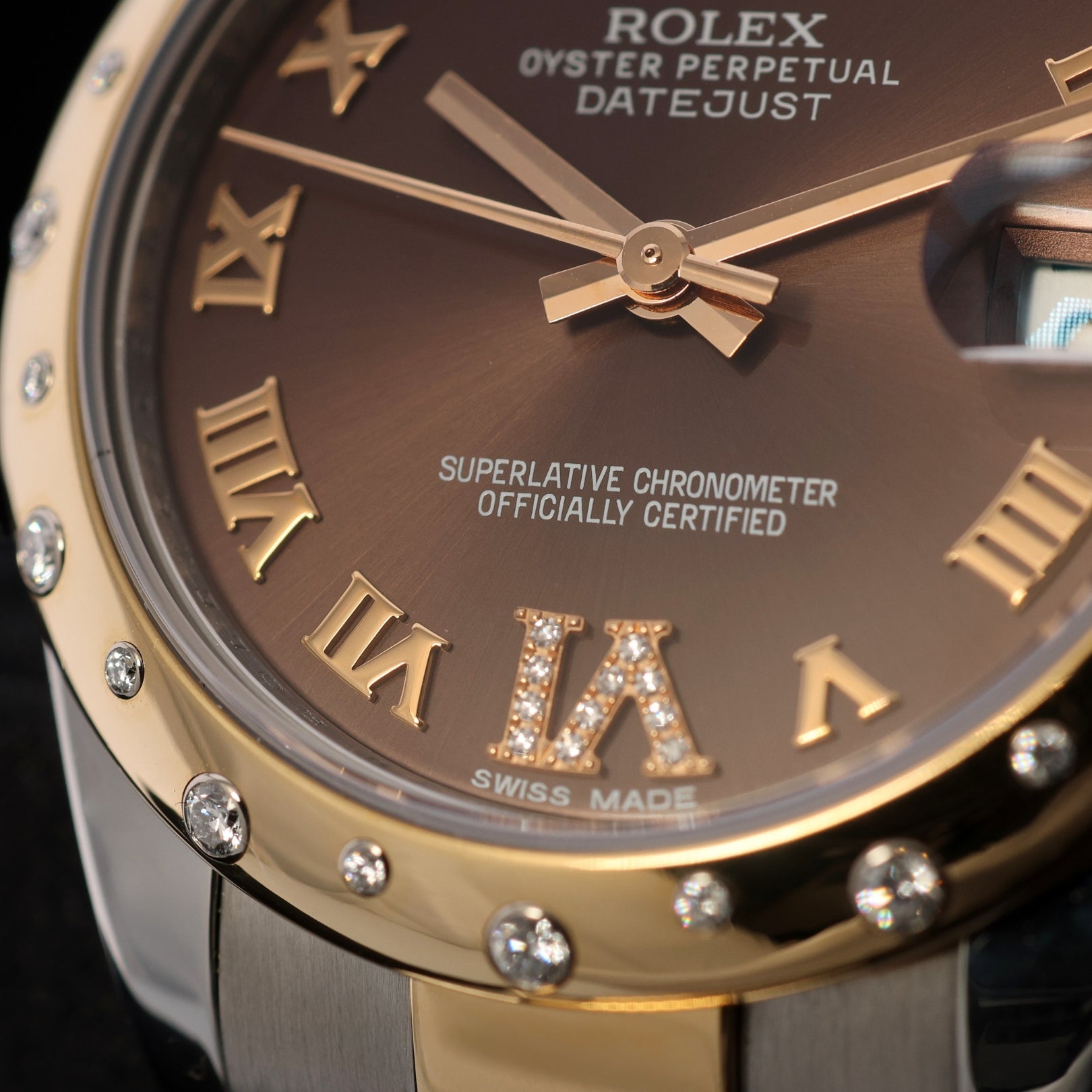 Rolex Datejust 31, Diamant Lünette, Stahl/Gold, Brown Dial, Ref. 178343, 10 - 2012, B+P - LUXUHRIA