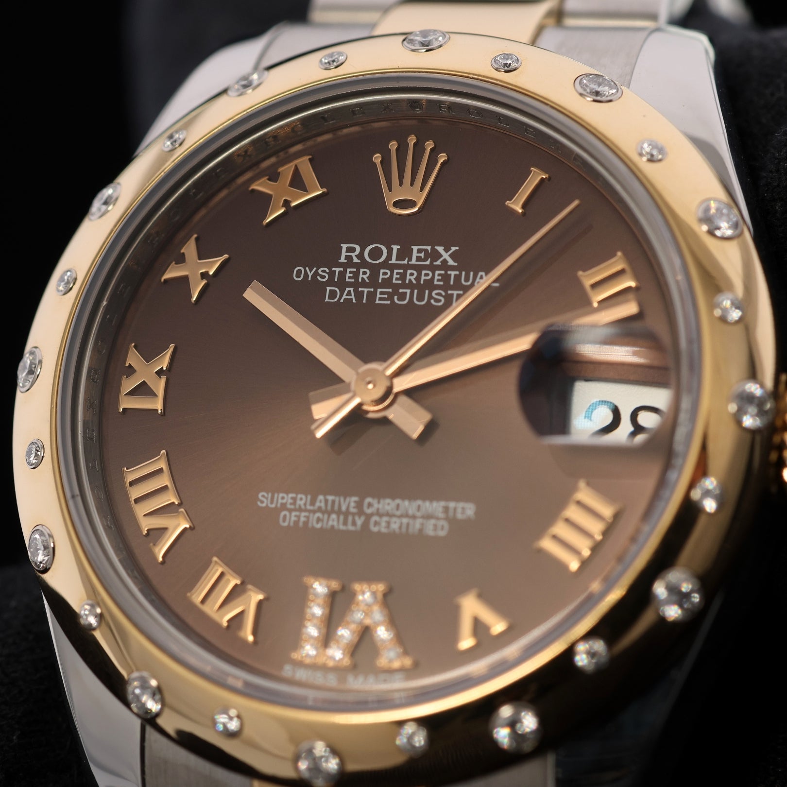 Rolex Datejust 31, Diamant Lünette, Stahl/Gold, Brown Dial, Ref. 178343, 10 - 2012, B+P - LUXUHRIA