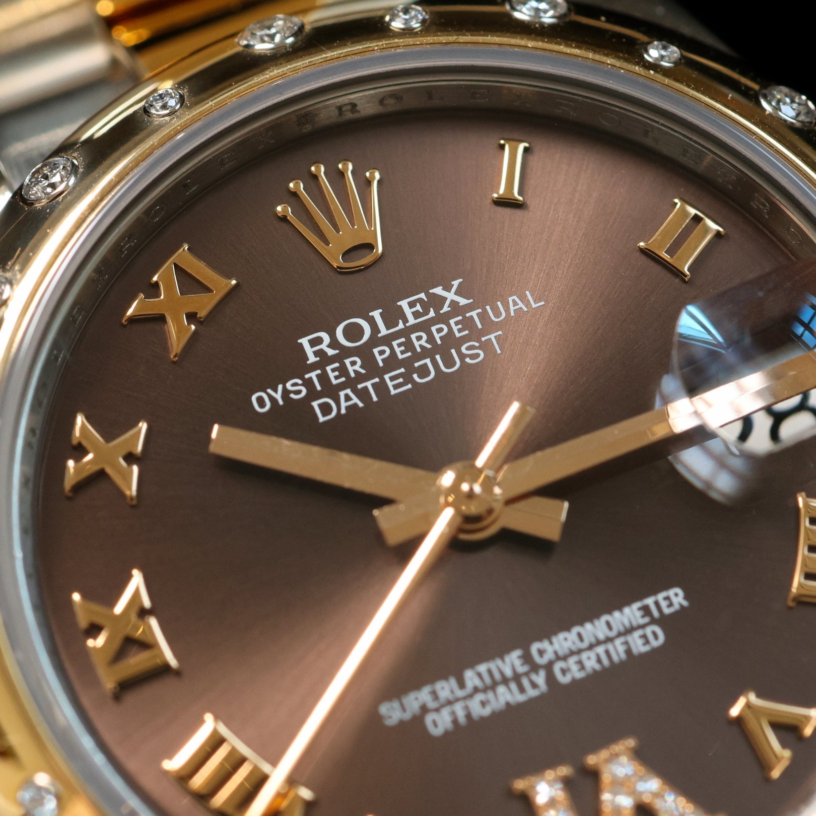 Rolex Datejust 31, Diamant Lünette, Stahl/Gold, Brown Dial, Ref. 178343, 10 - 2012, B+P - LUXUHRIA