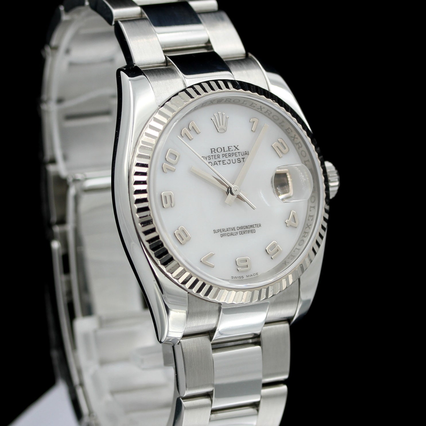 Rolex Datejust 36, 18kt Whitegold, Mother of Pearl, Oyster, Ref. 116234, B+P - LUXUHRIA