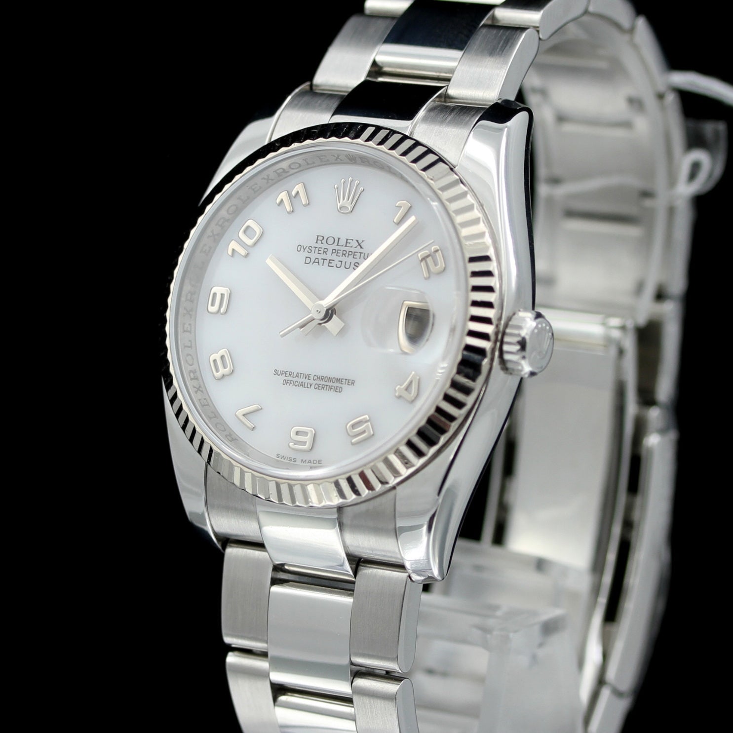 Rolex Datejust 36, 18kt Whitegold, Mother of Pearl, Oyster, Ref. 116234, B+P - LUXUHRIA