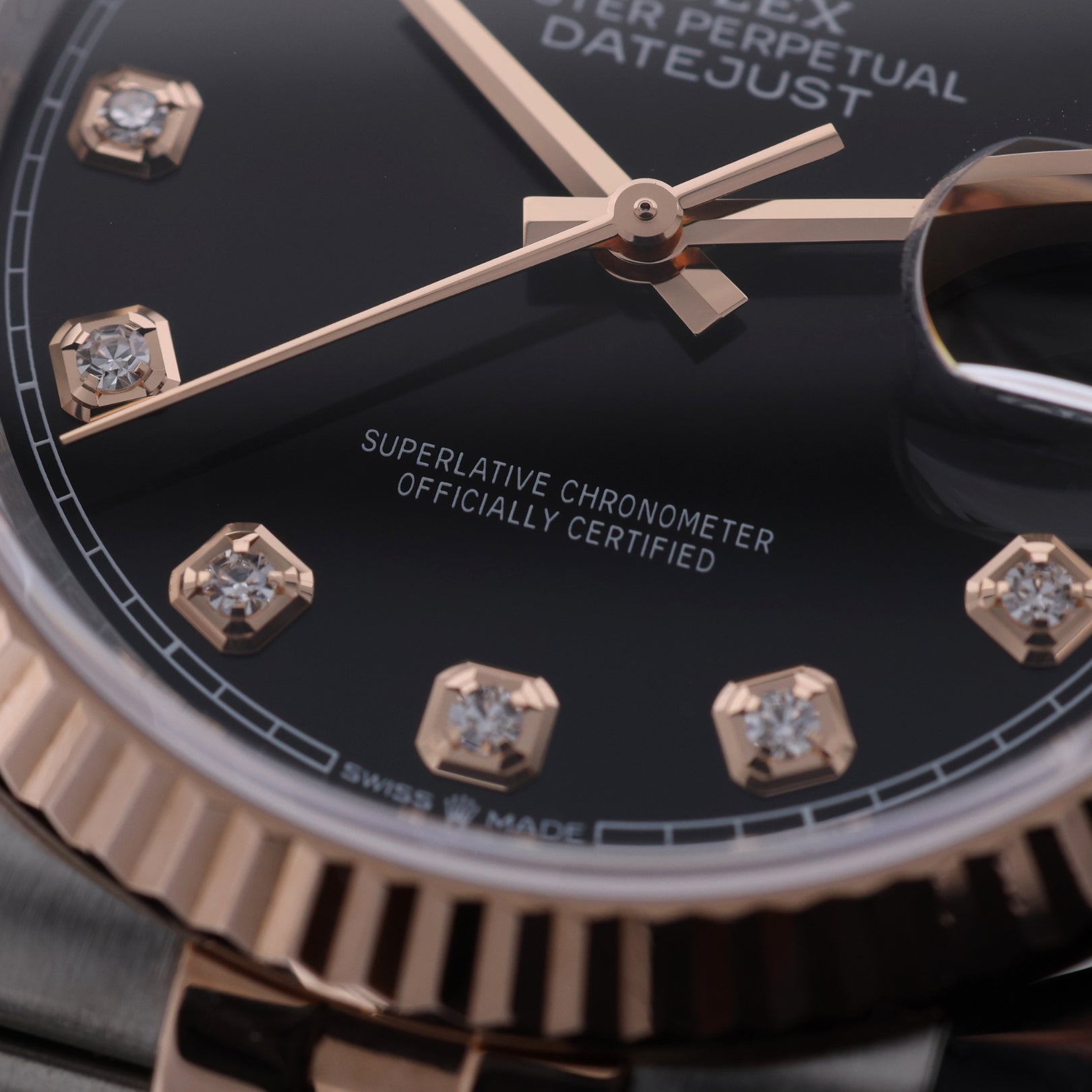 Rolex Datejust 36, Black Diamond Dial, Everose Gold, Jubilee, Ref. 126231, 10-2024, B+P - LUXUHRIA