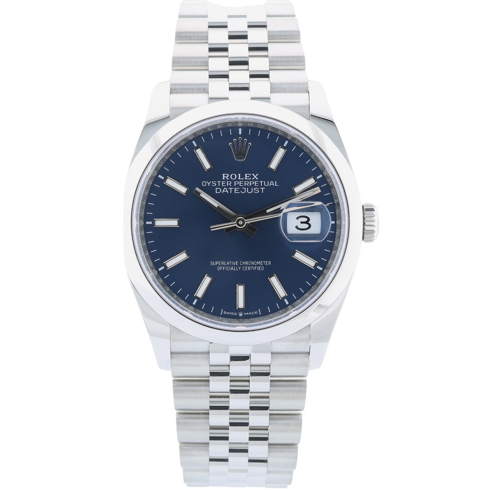 Rolex Datejust 36, blaues Zifferblatt, Jubilee, Ref. 126200, 12 - 2024, B+P - LUXUHRIA