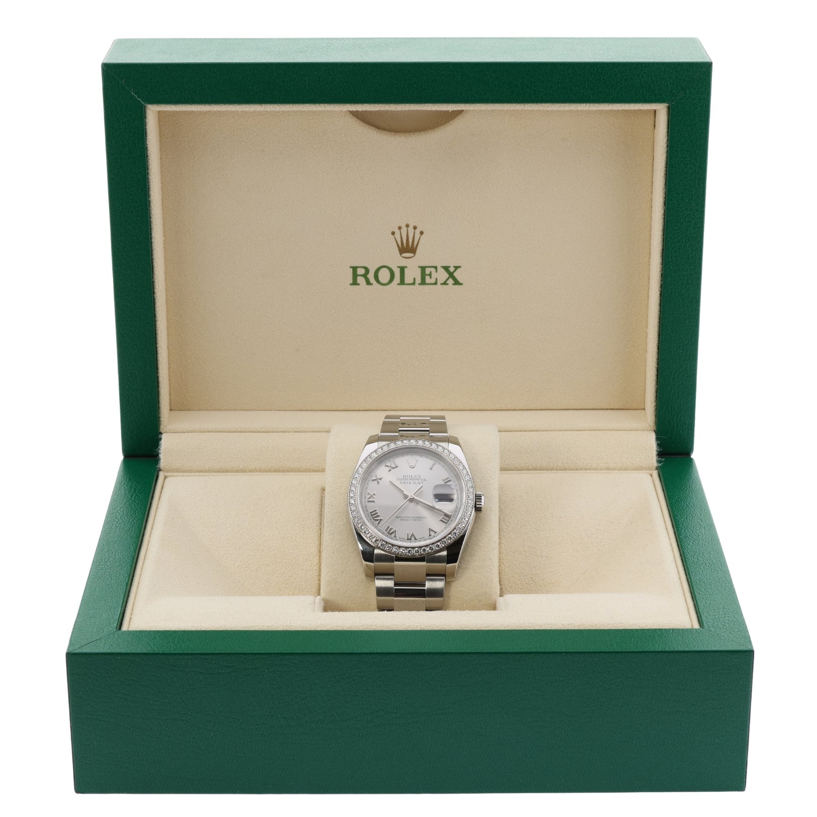 Rolex Datejust 36, Diamantlünette, Oyster, Ref. 116244, 02 - 2018, B+P - LUXUHRIA