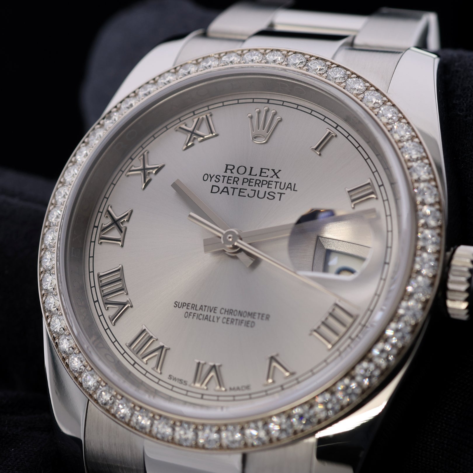 Rolex Datejust 36, Diamantlünette, Oyster, Ref. 116244, 02 - 2018, B+P - LUXUHRIA