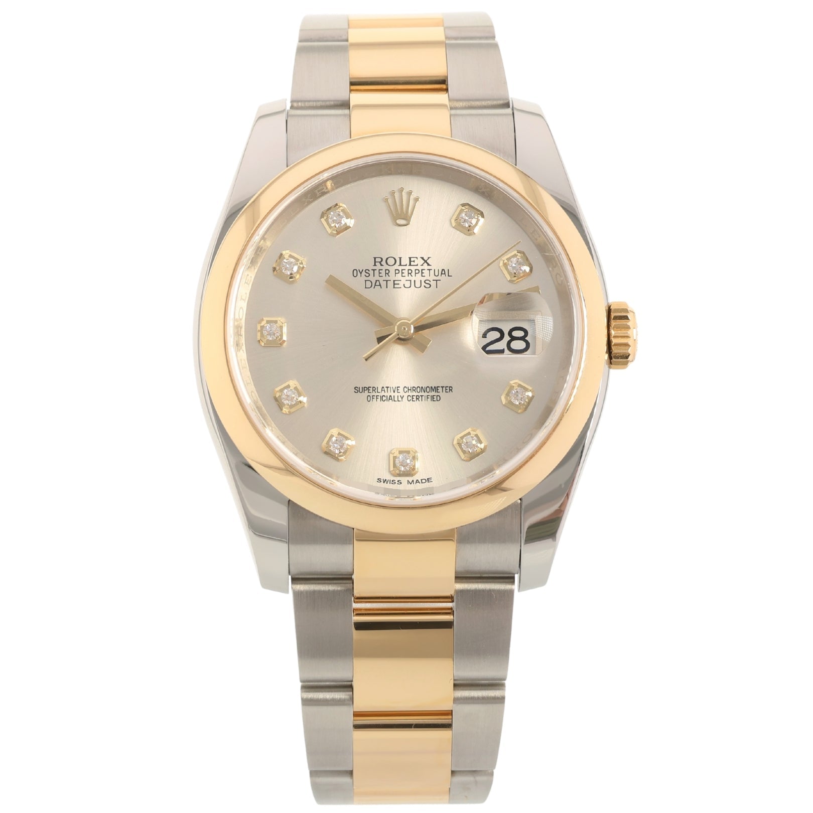 Rolex Datejust 36, Diamond Dial, Silver, Oyster, Ref. 116203, LC100, 02 - 2017, B+P - LUXUHRIA