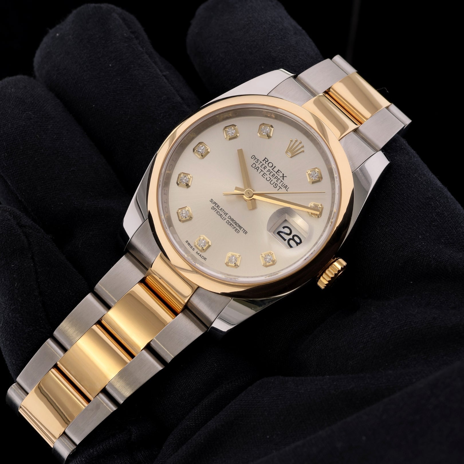 Rolex Datejust 36, Diamond Dial, Silver, Oyster, Ref. 116203, LC100, 02 - 2017, B+P - LUXUHRIA