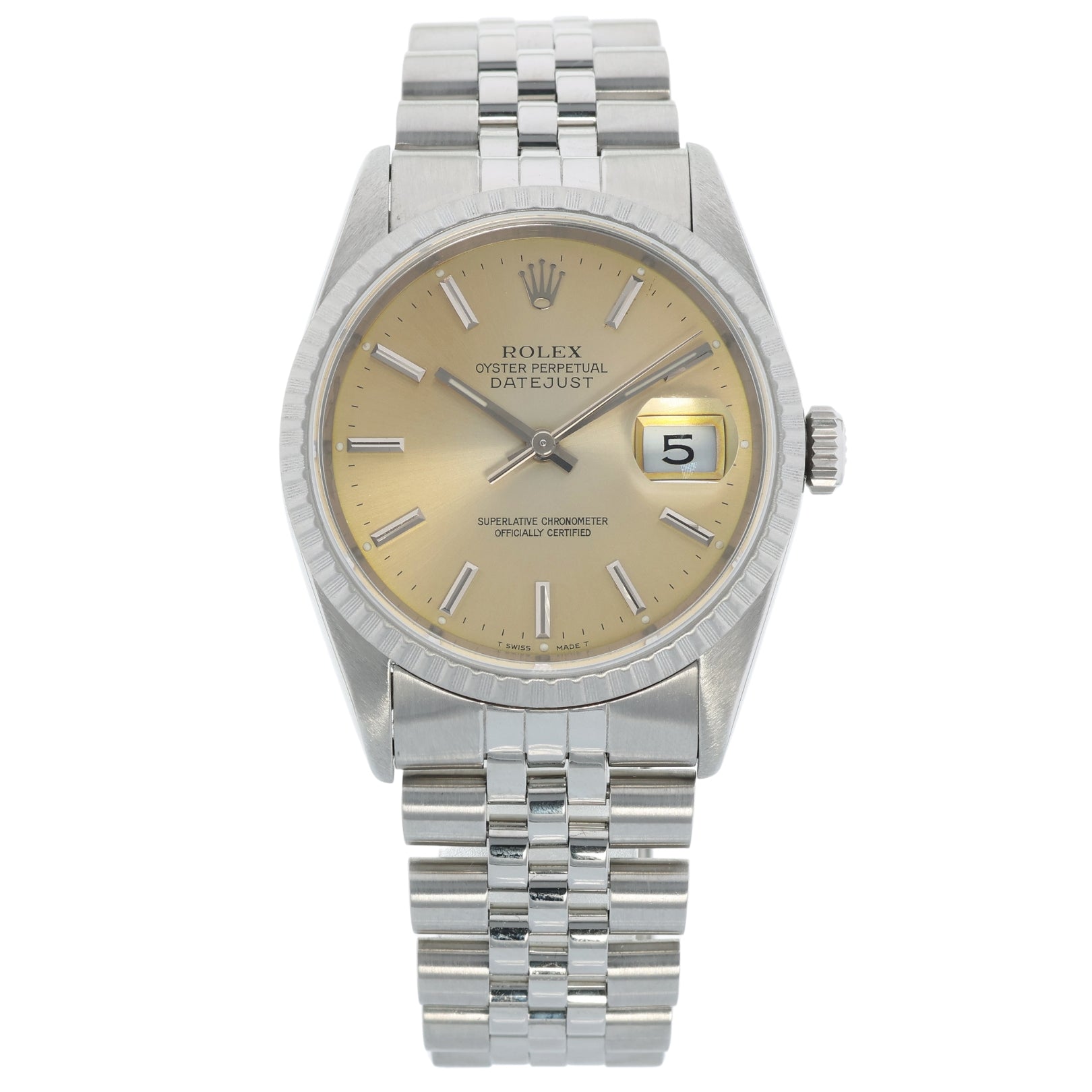 Rolex Datejust 36 mm, Vintage, Jubilee - Armband, golden Tropical, Ref. 16220, 01 - 1994, B+P - LUXUHRIA