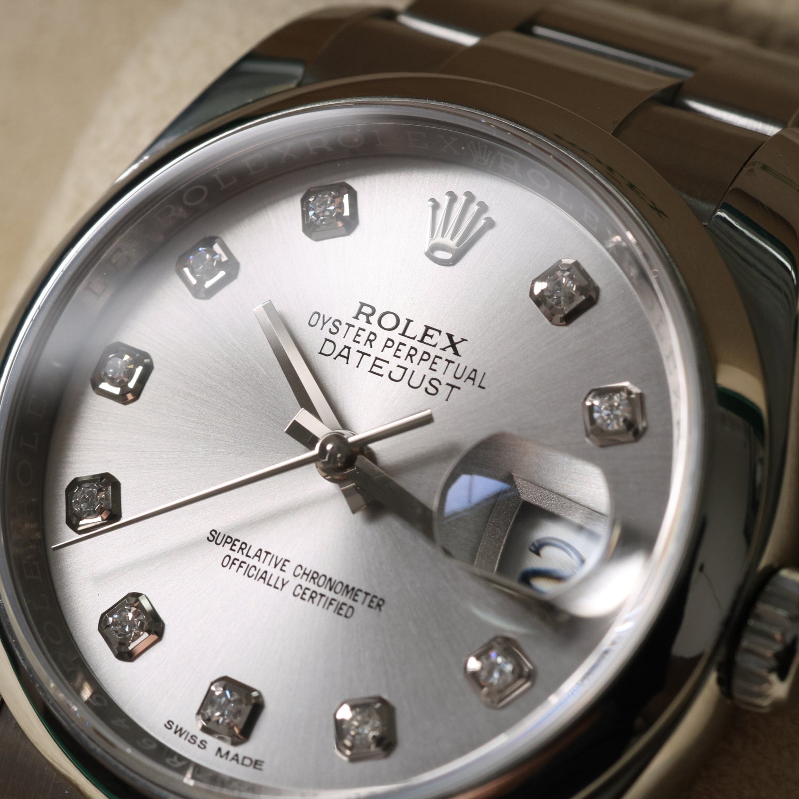 Rolex Datejust 36, Oyster, Silver Diamond Dial, LC100, Ref. 116200, 11-2016, B+P - LUXUHRIA