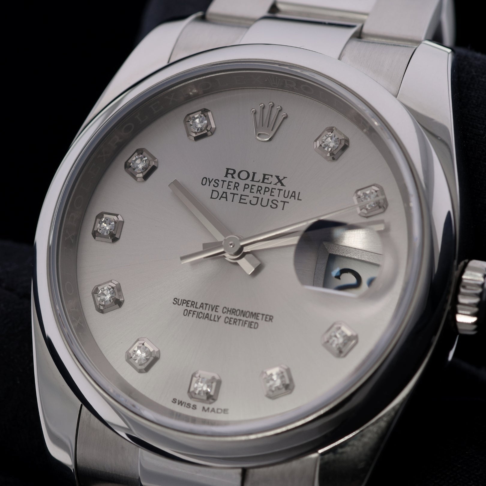 Rolex Datejust 36, Oyster, Silver Diamond Dial, LC100, Ref. 116200, 11-2016, B+P - LUXUHRIA