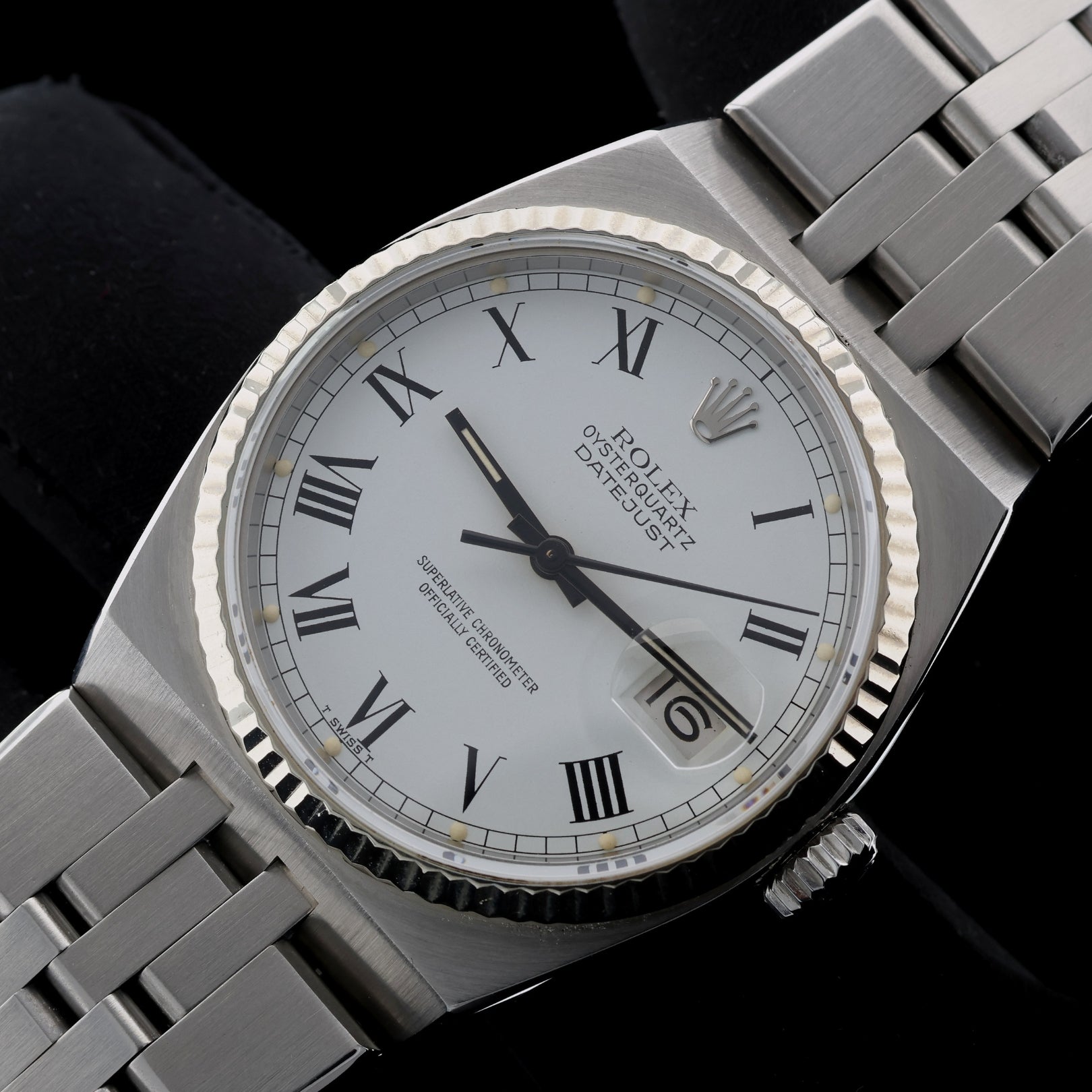 Rolex Datejust 36, Oysterquartz, Weissgold Lünette, "Buckley" Zifferblatt, Ref. 17014 - LUXUHRIA