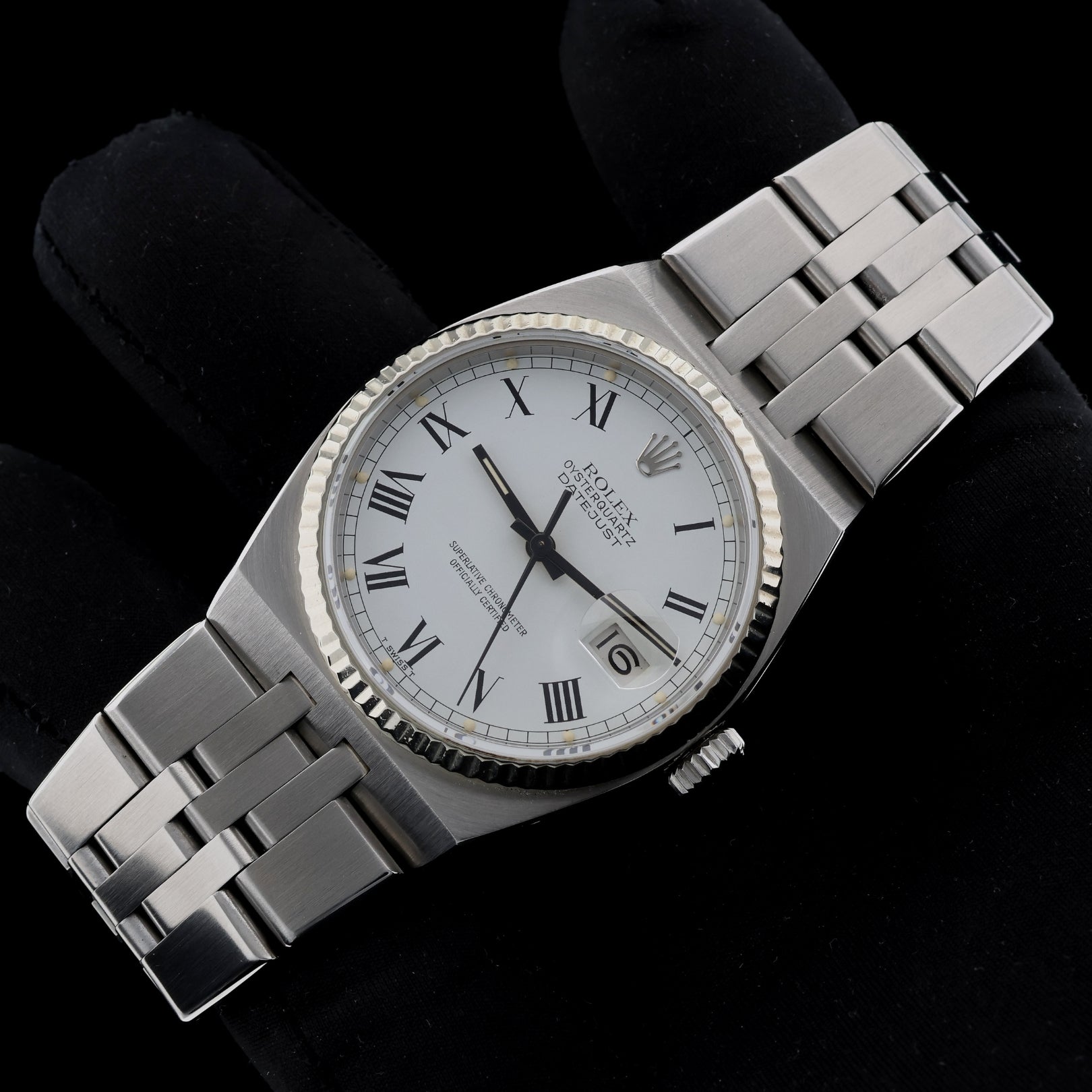 Rolex Datejust 36, Oysterquartz, Weissgold Lünette, "Buckley" Zifferblatt, Ref. 17014 - LUXUHRIA