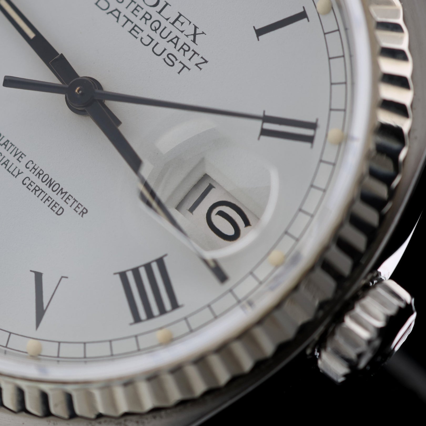 Rolex Datejust 36, Oysterquartz, Weissgold Lünette, "Buckley" Zifferblatt, Ref. 17014 - LUXUHRIA