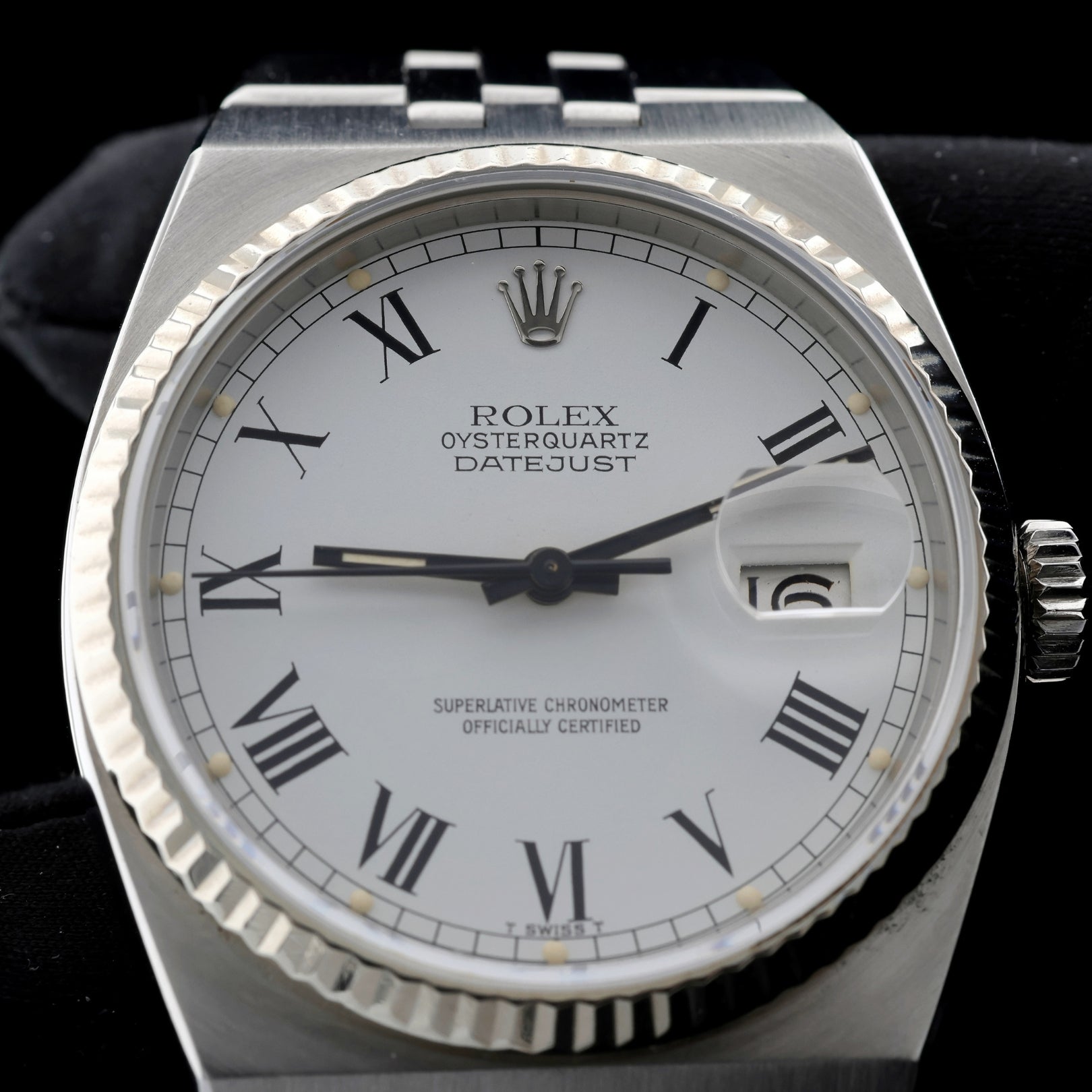 Rolex Datejust 36, Oysterquartz, Weissgold Lünette, "Buckley" Zifferblatt, Ref. 17014 - LUXUHRIA