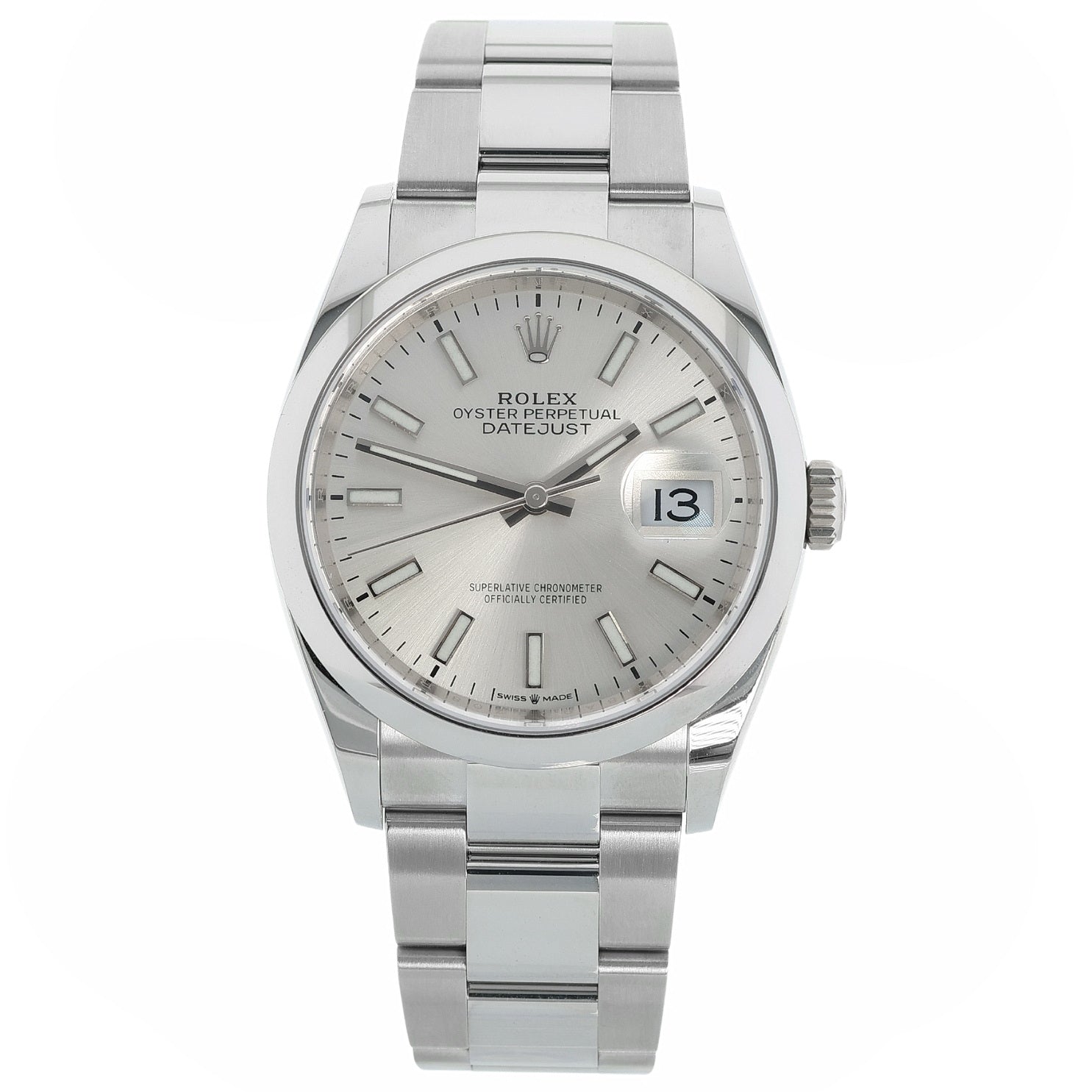 Rolex Datejust 36, silber Zifferblatt, Oyster, 126200, B+P - LUXUHRIA