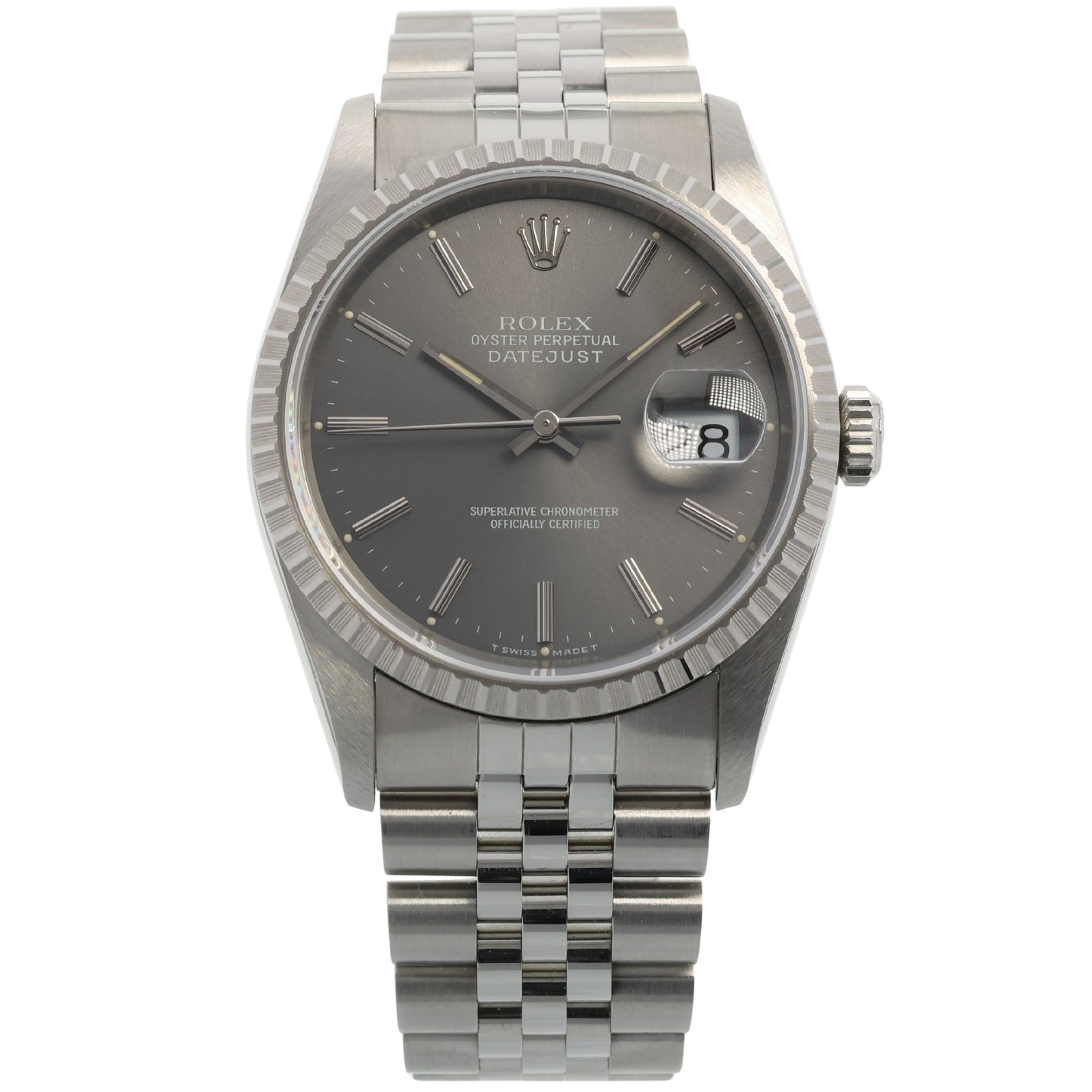 Rolex Datejust 36, Vintage, ungetragen, Jubilee - Armband, Grau, Ref. 16220, 12 - 1993, B+P - LUXUHRIA