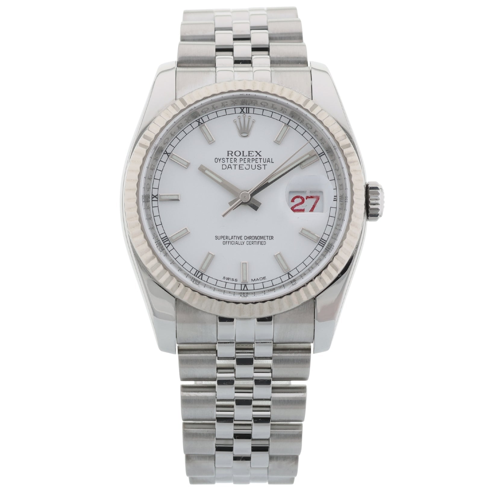 Rolex Datejust 36, White Dial, Jubilee, Service 2023, Ref. 116234, 03-2012, B+P - LUXUHRIA