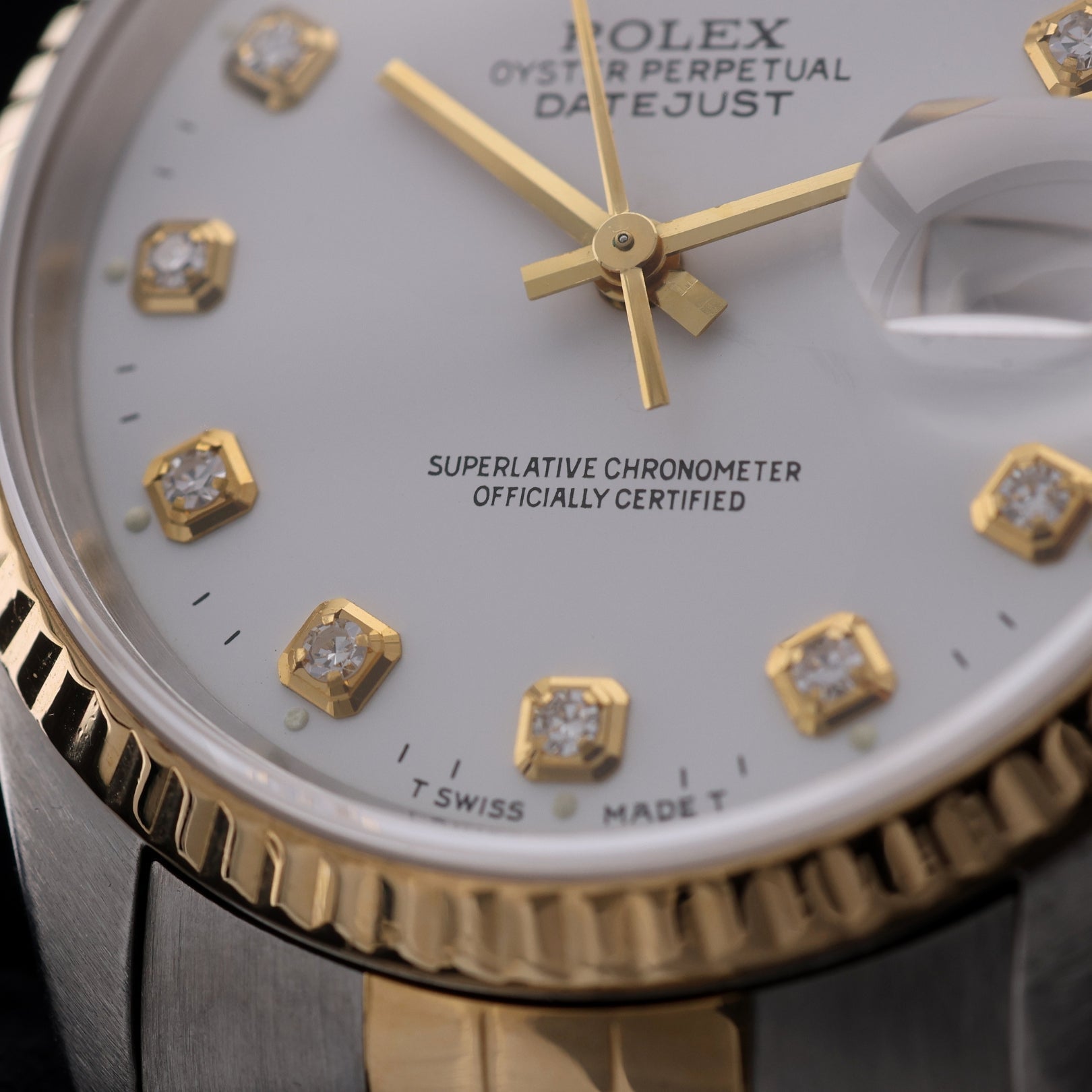 Rolex Datejust 36, White Diamond Dial, Stahl/Gold, Ref. 16233, ohne B+P - LUXUHRIA